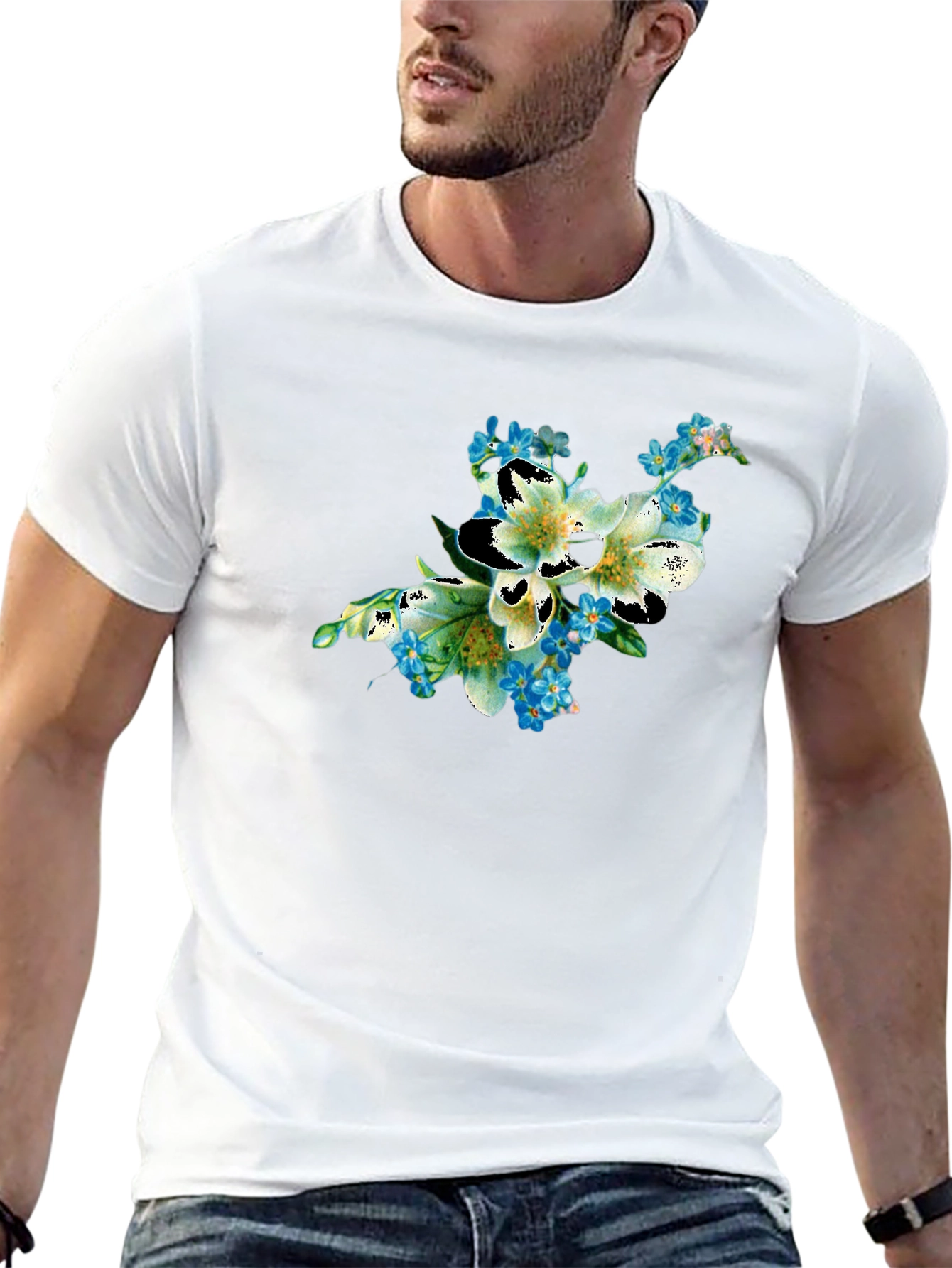 Floral T-Shirt: Lily & Forget-Me-Nots