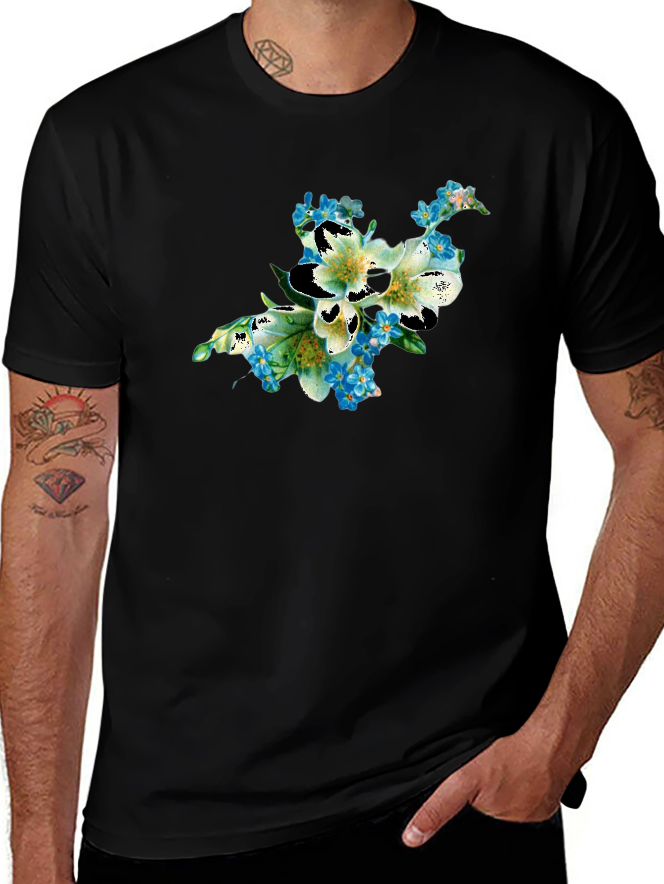 Floral T-Shirt: Lily & Forget-Me-Nots