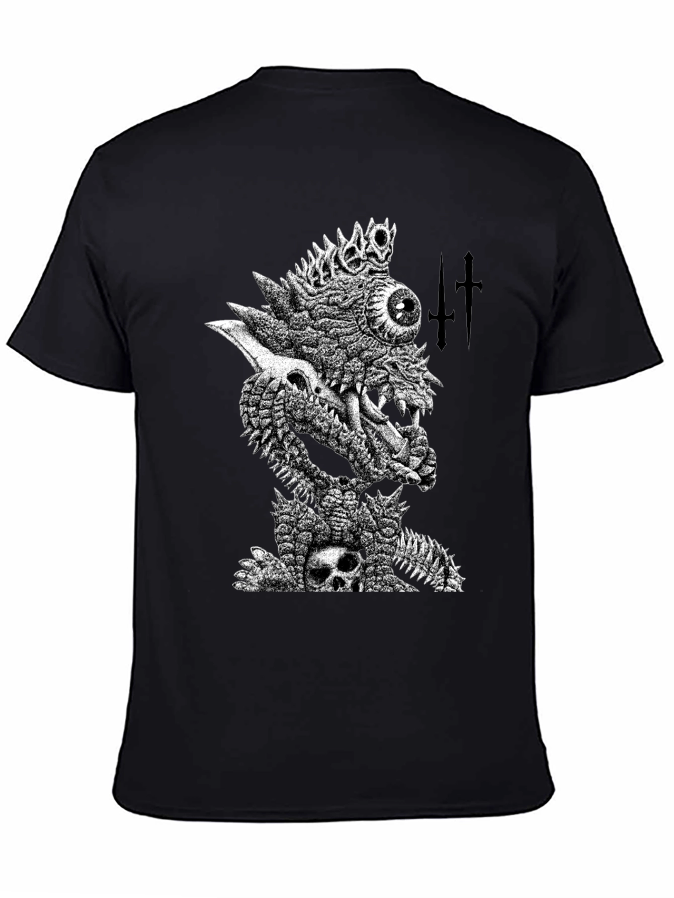 Black T-Shirt with Edgy Monster Graphic