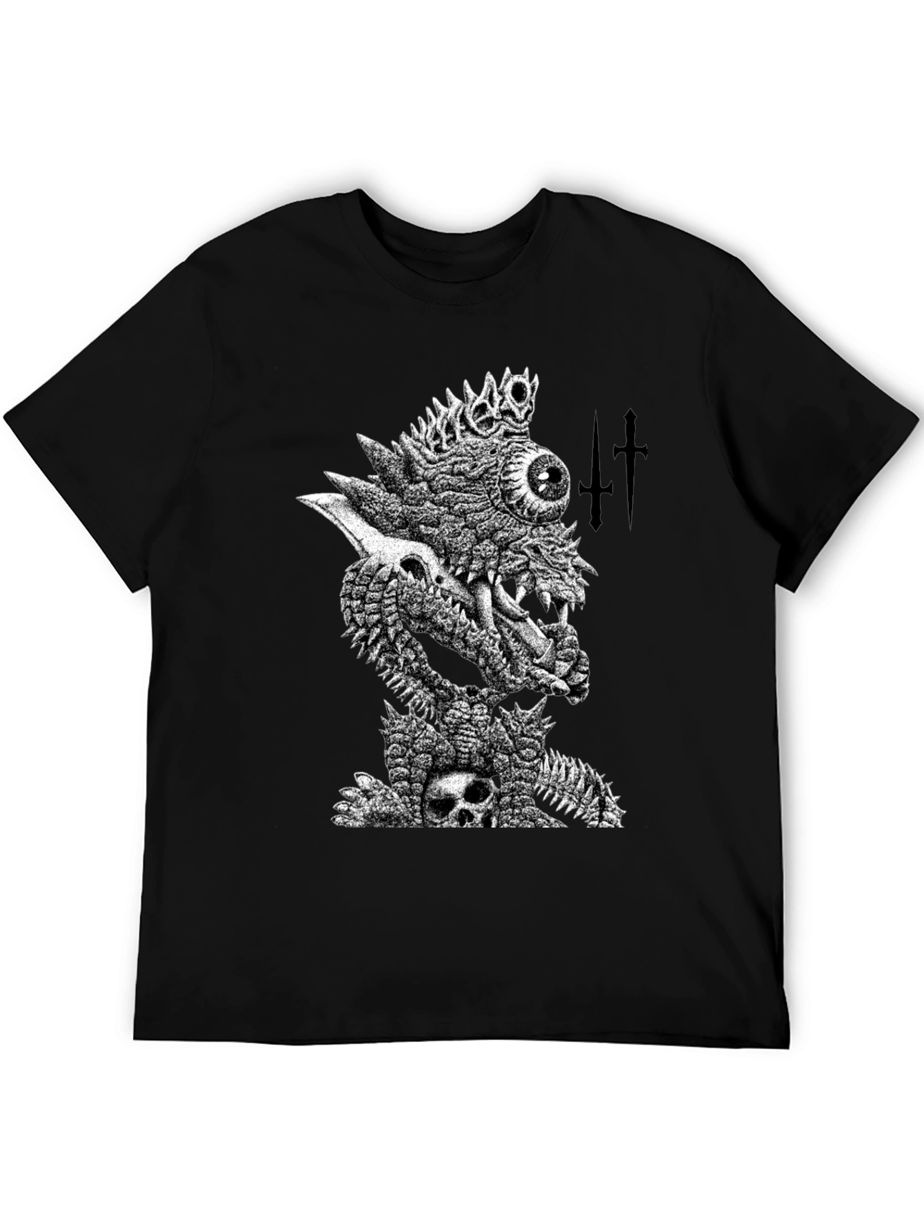 Black T-Shirt with Edgy Monster Graphic