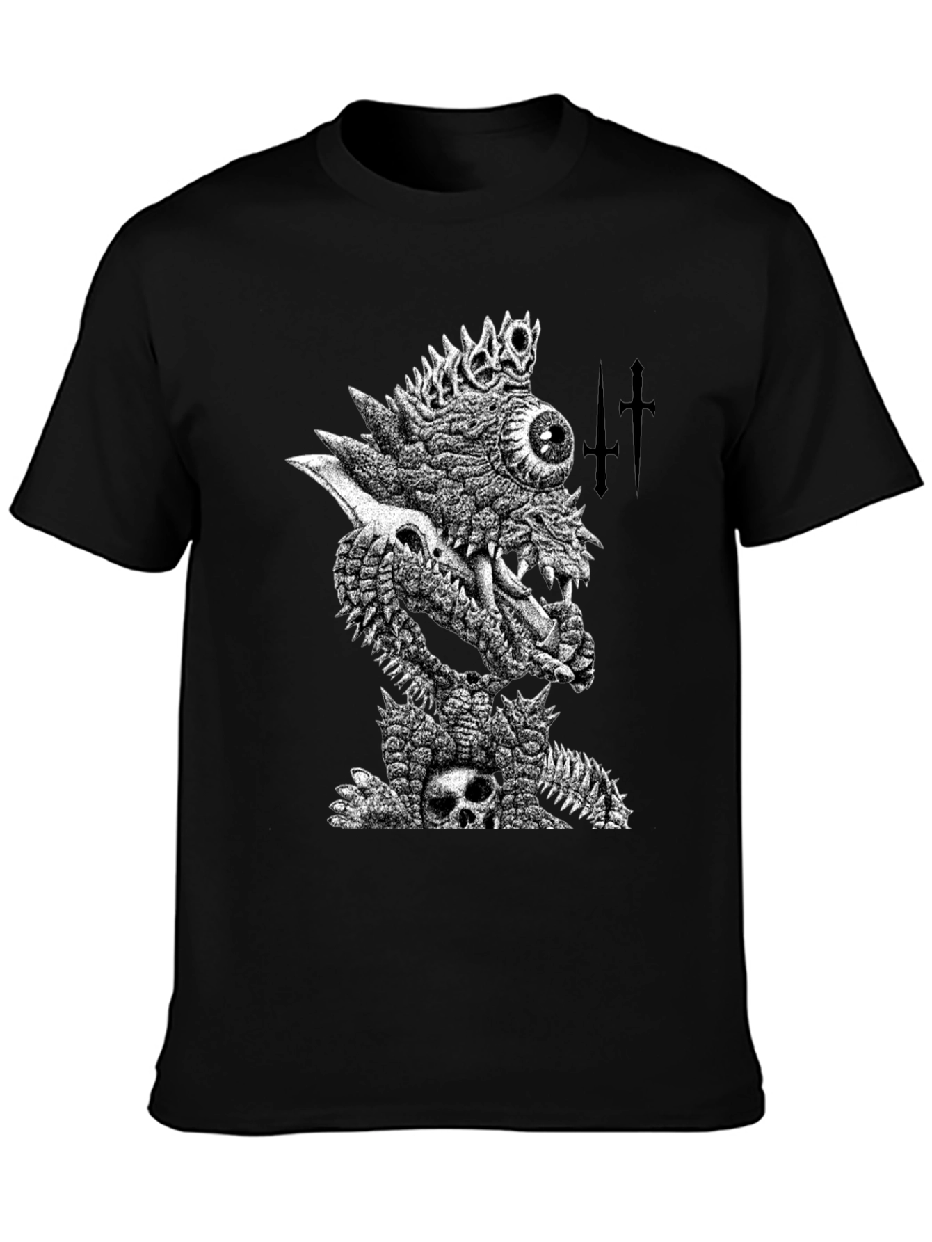 Black T-Shirt with Edgy Monster Graphic