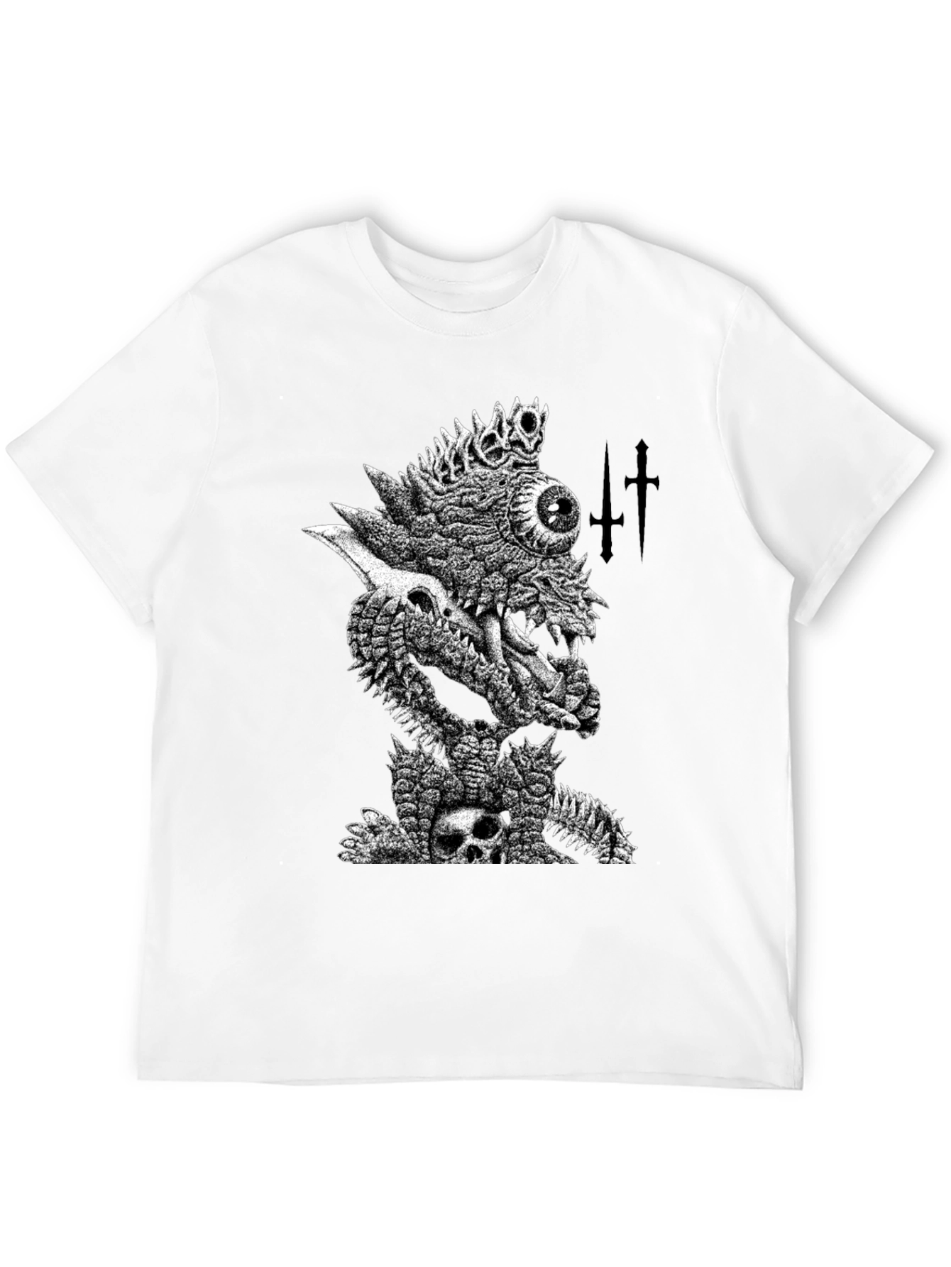 Black T-Shirt with Edgy Monster Graphic