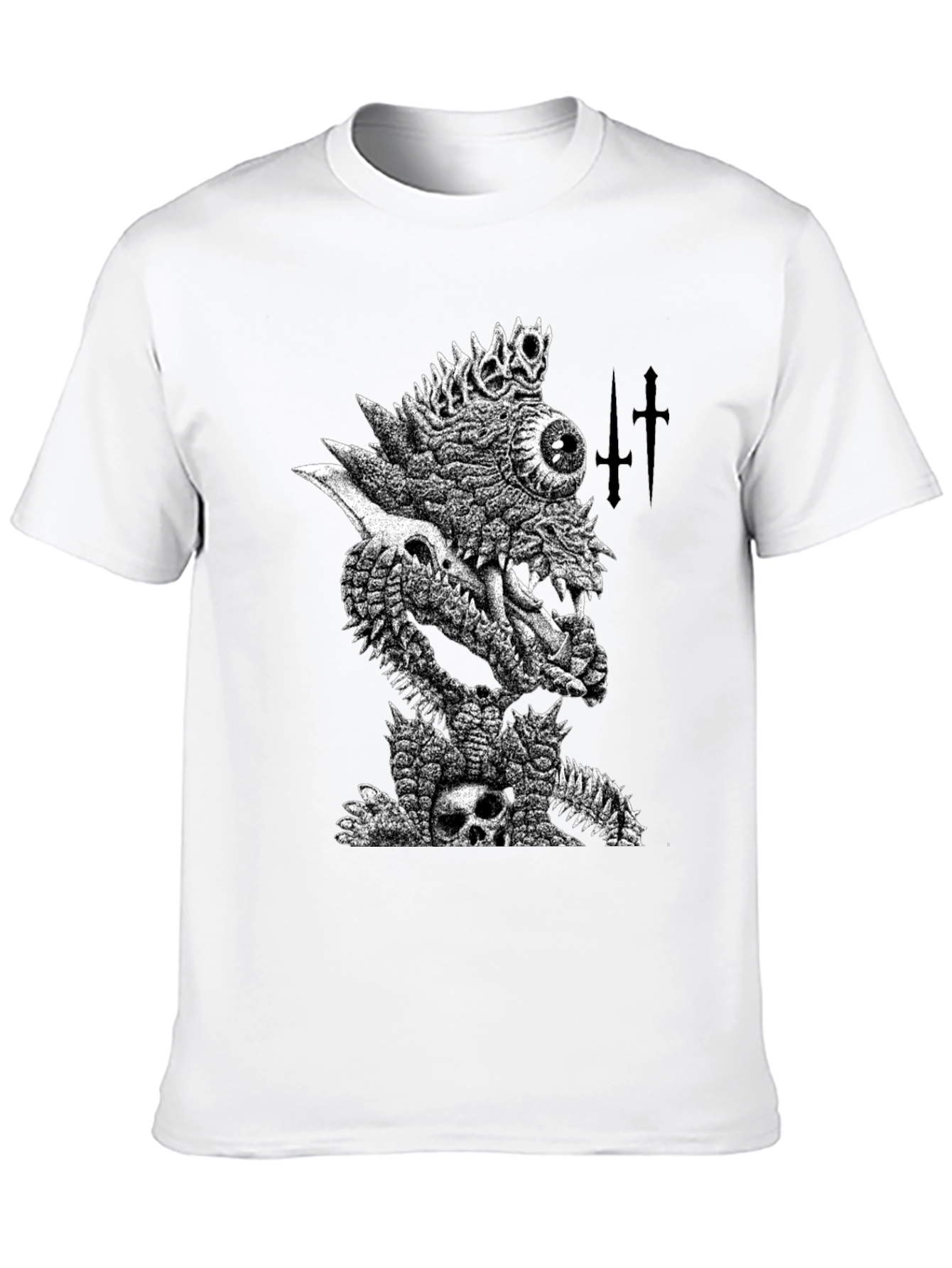 Black T-Shirt with Edgy Monster Graphic