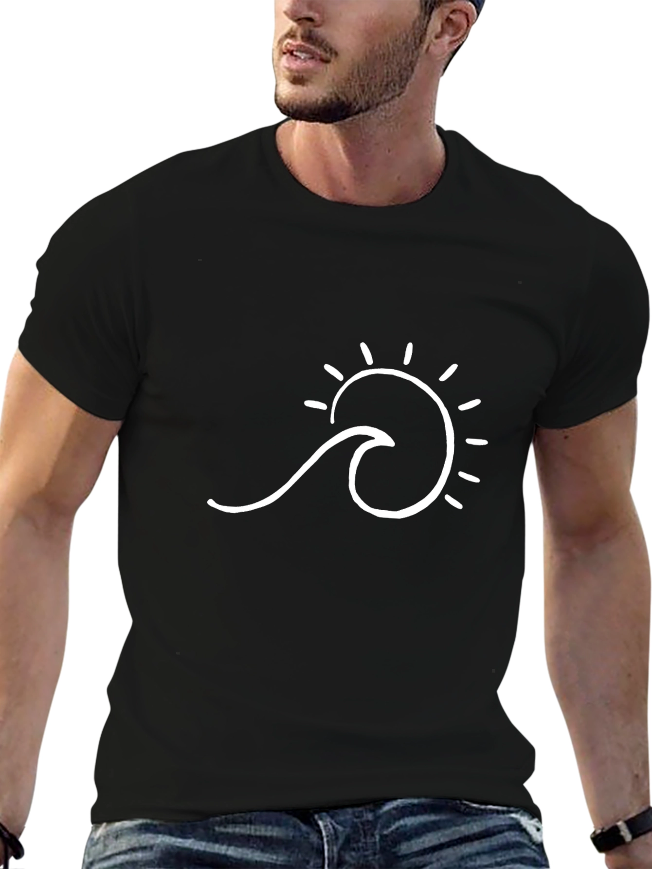 Wave & Sun Graphic Tee - Black