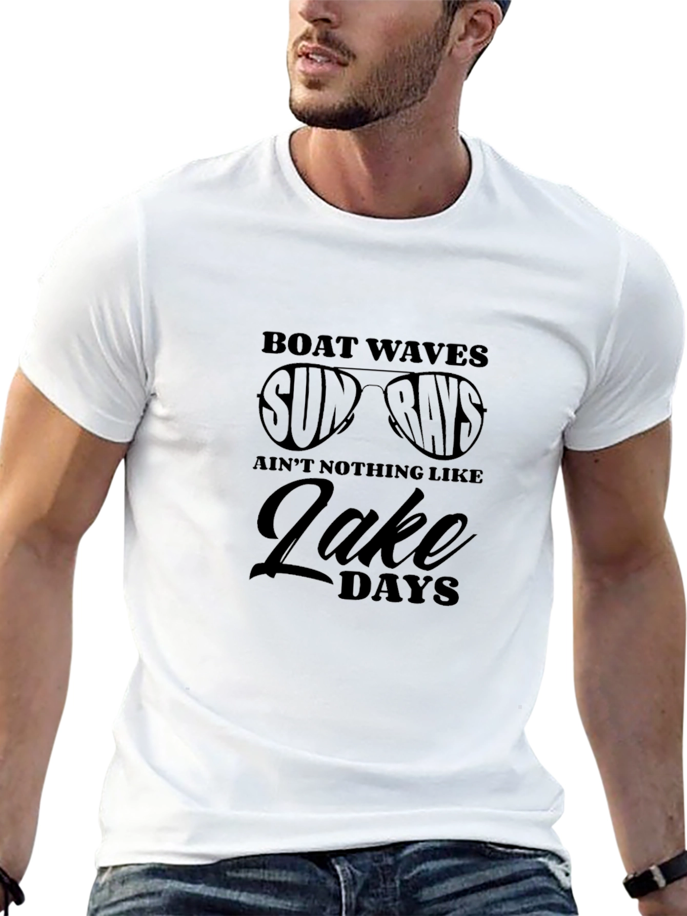 Boat Waves Sun Rays Lake Days Graphic T-Shirt