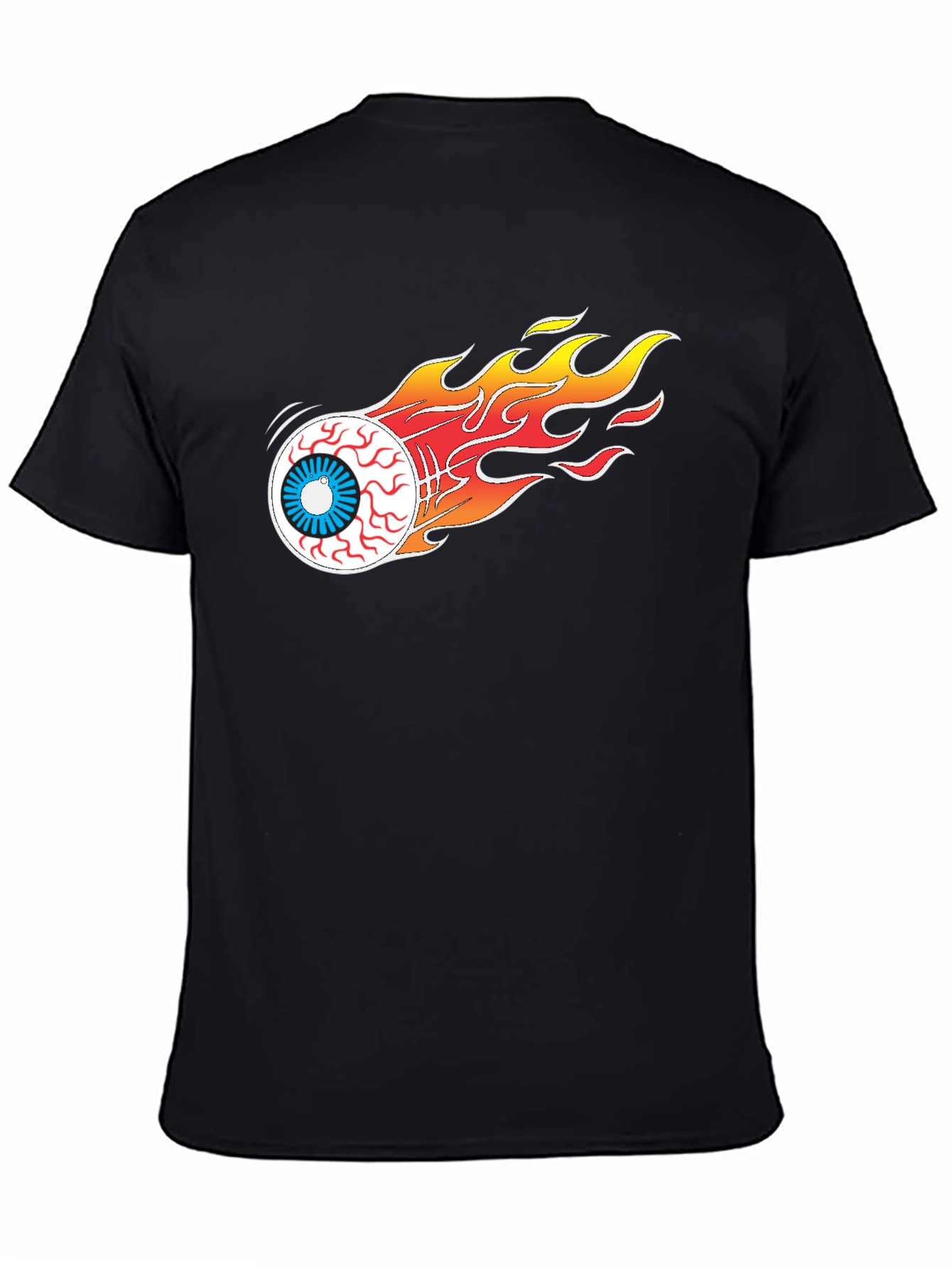 Flaming Eyeball Graphic Tee - Black Cotton T-Shirt