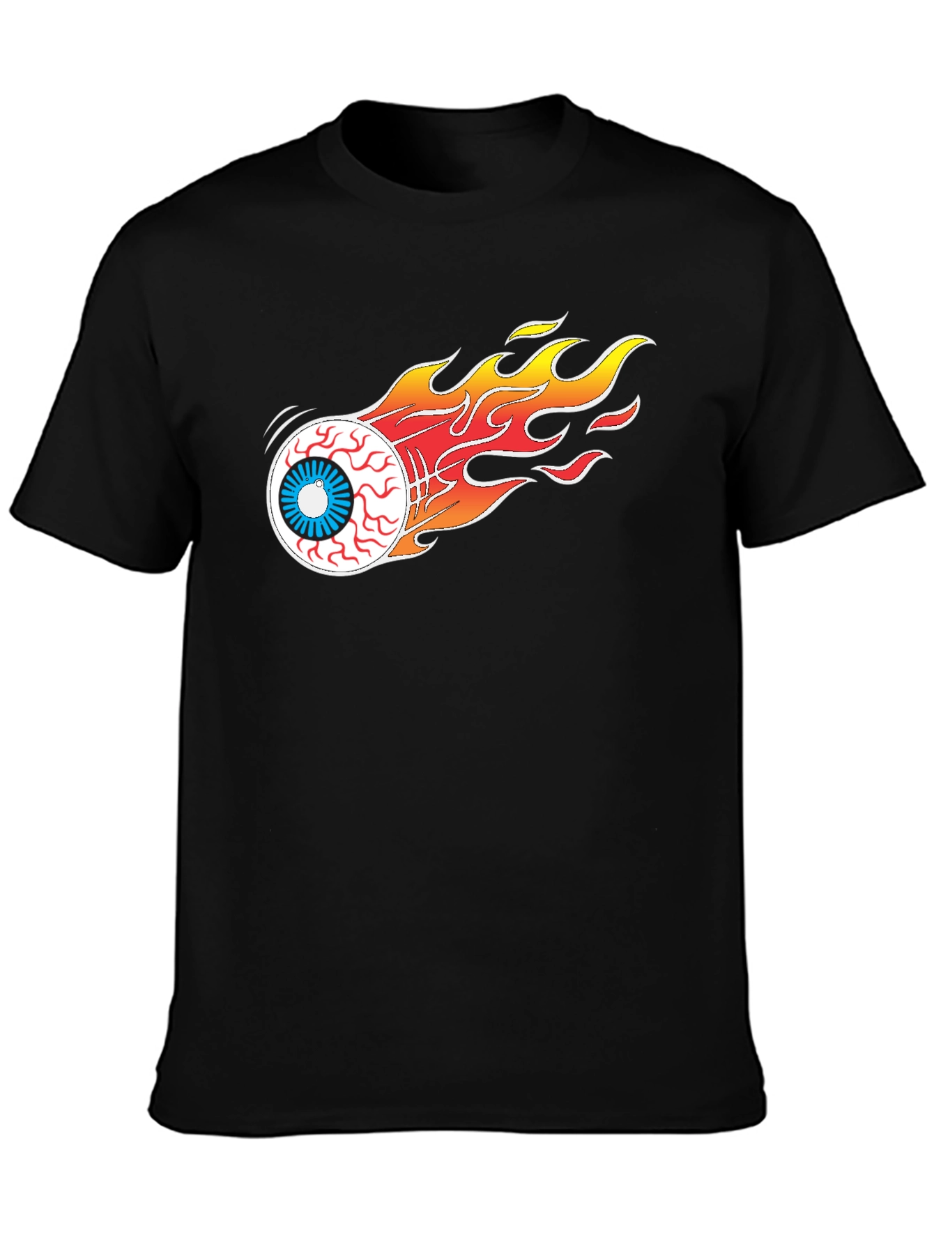 Flaming Eyeball Graphic Tee - Black Cotton T-Shirt