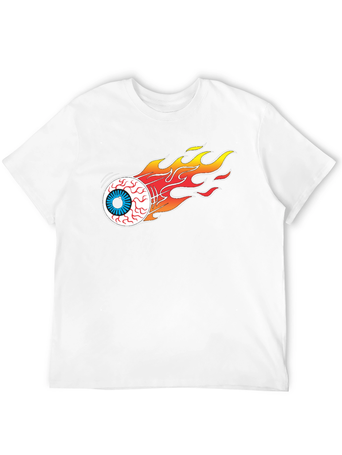 Flaming Eyeball Graphic Tee - Black Cotton T-Shirt
