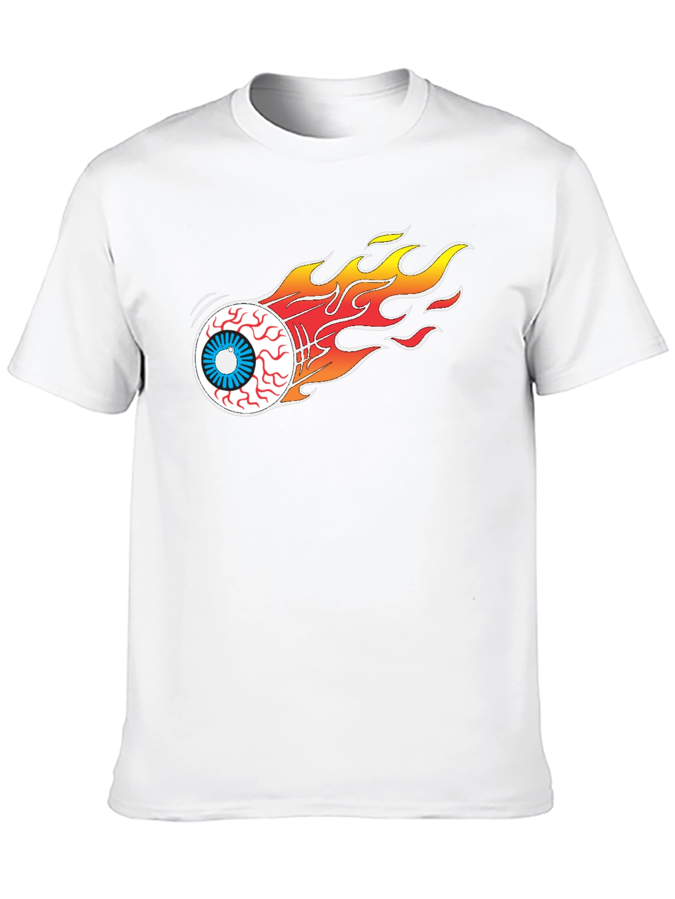Flaming Eyeball Graphic Tee - Black Cotton T-Shirt