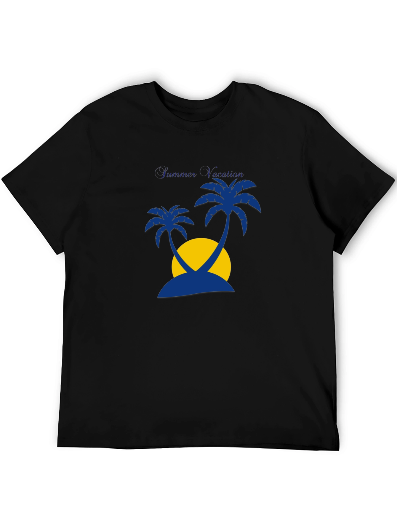 Summer Vacation Palm Tree Graphic Tee - Black