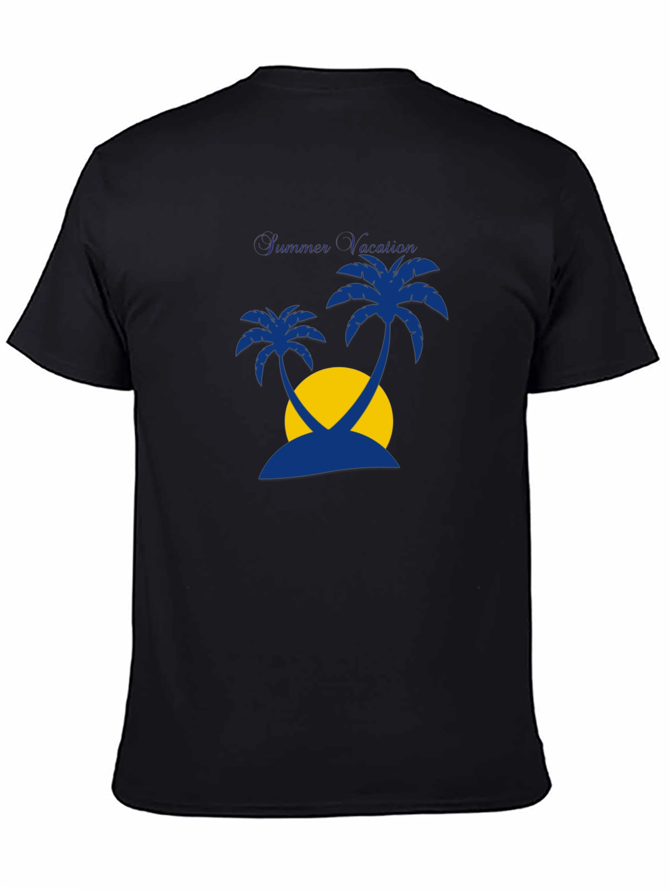 Summer Vacation Palm Tree Graphic Tee - Black