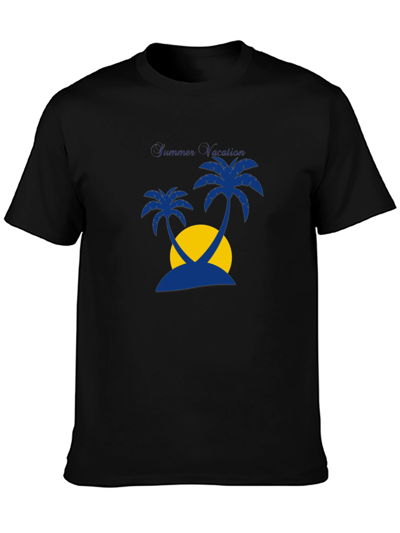 Summer Vacation Palm Tree Graphic Tee - Black