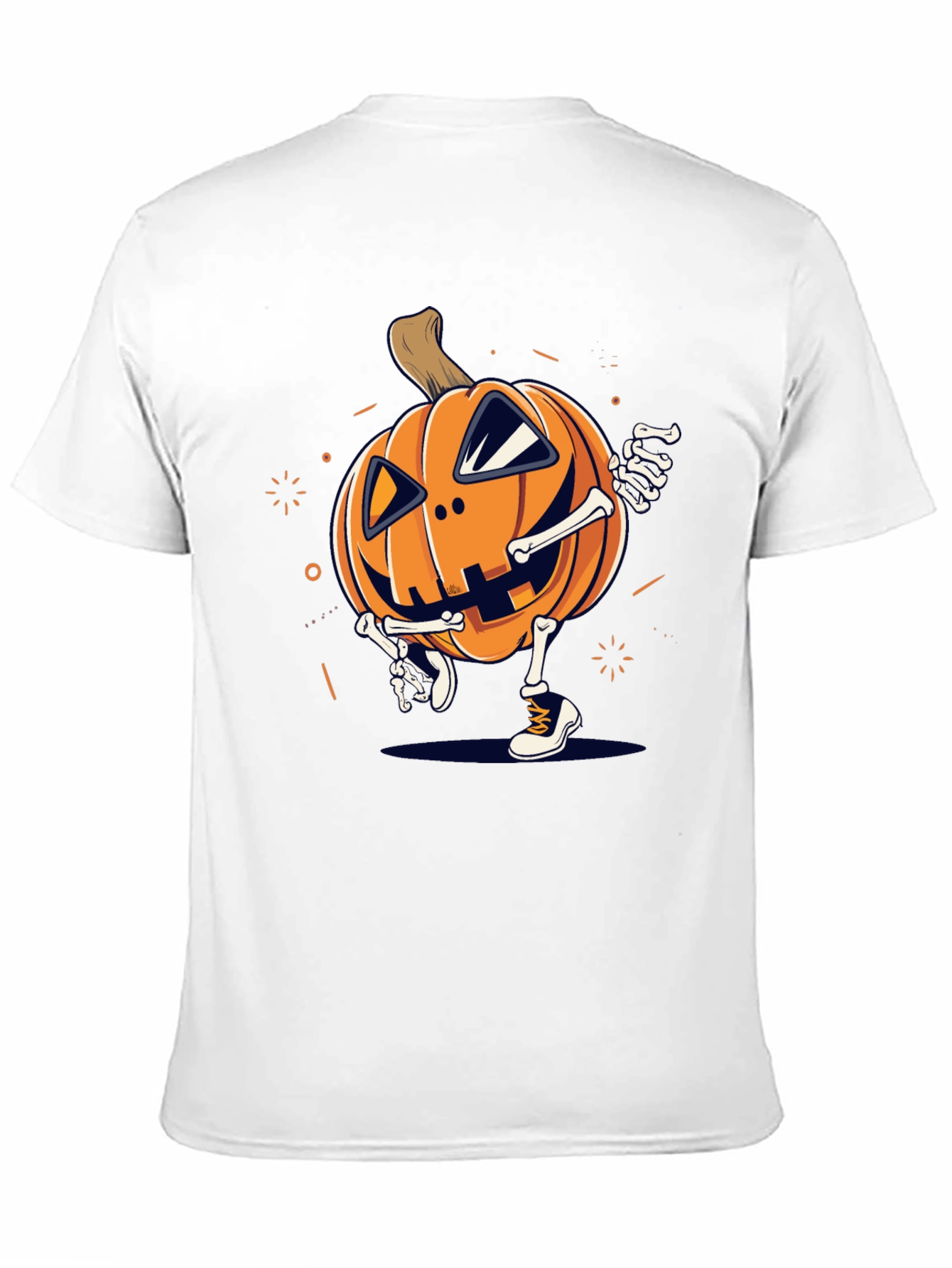 Pumpkin Skeleton Graphic Tee - Halloween Style