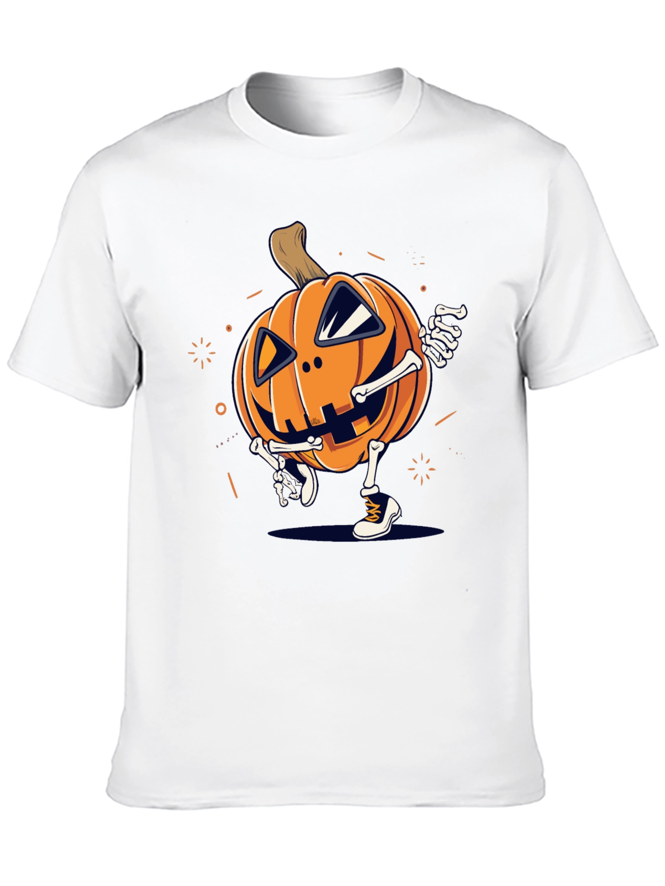 Pumpkin Skeleton Graphic Tee - Halloween Style