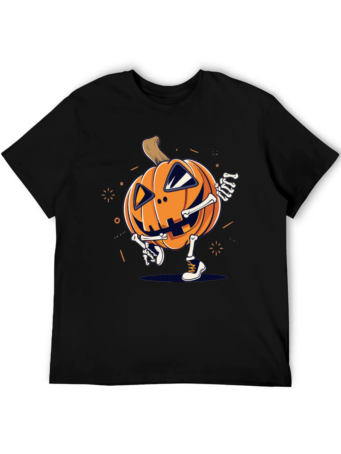 Pumpkin Skeleton Graphic Tee - Halloween Style