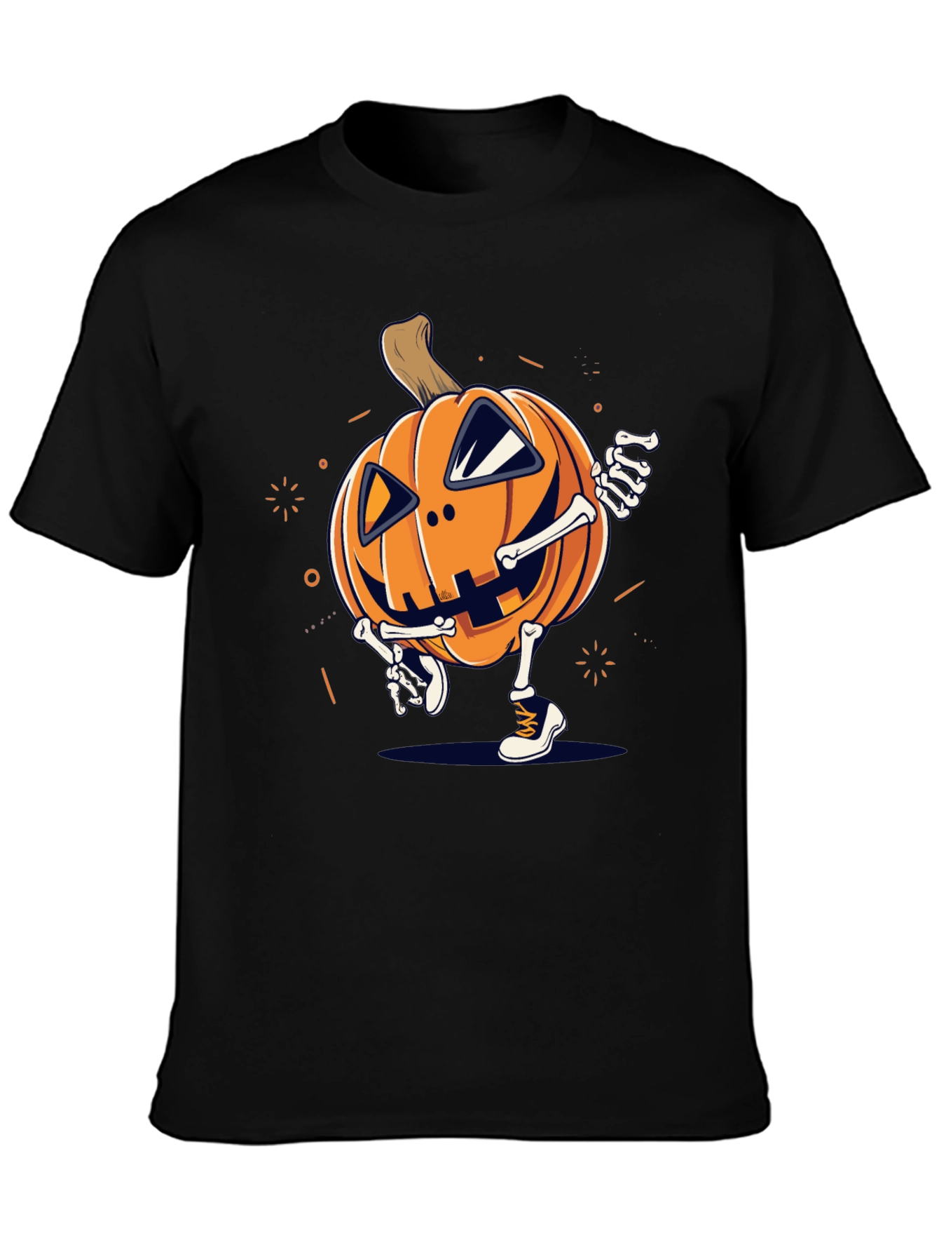Pumpkin Skeleton Graphic Tee - Halloween Style