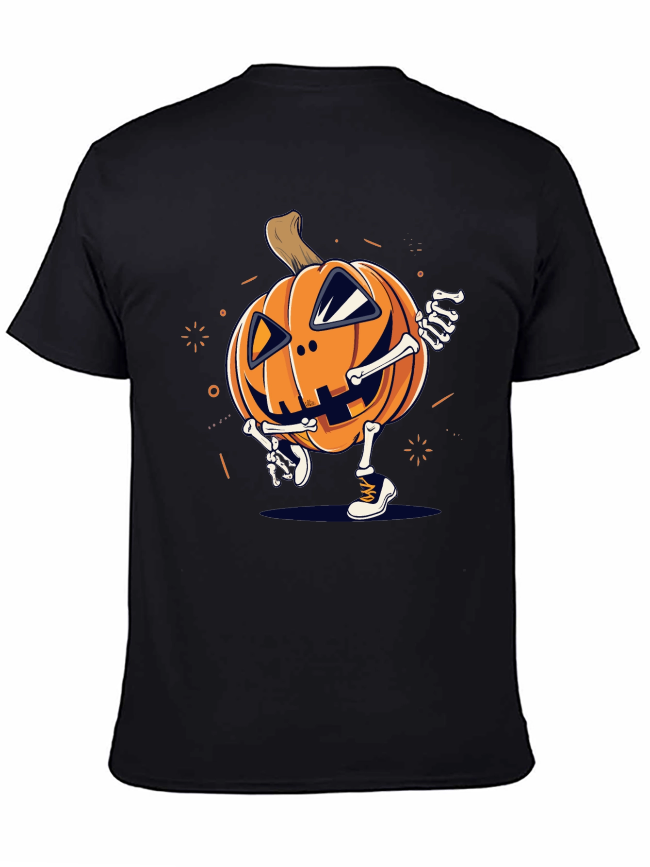 Pumpkin Skeleton Graphic Tee - Halloween Style