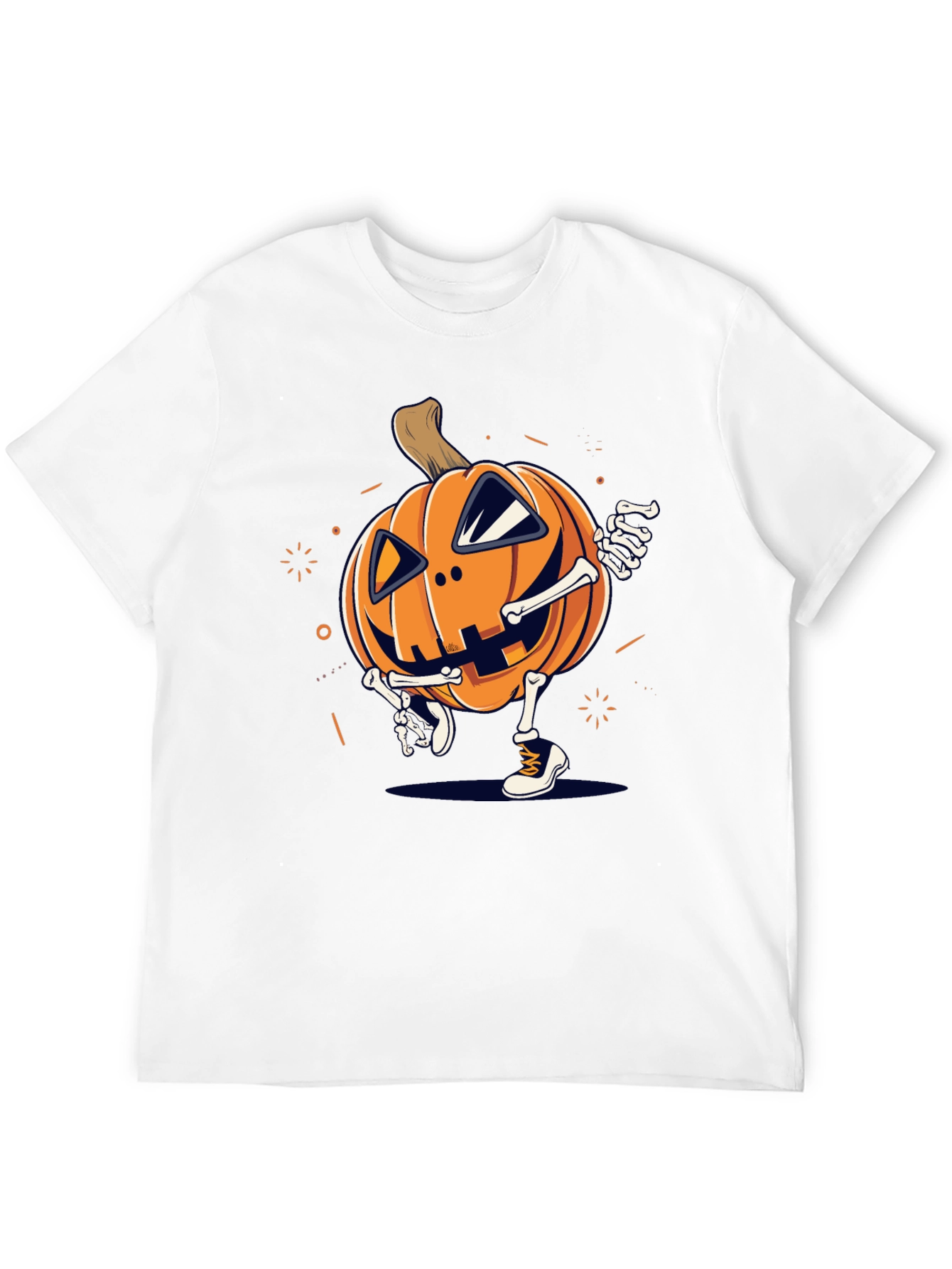 Pumpkin Skeleton Graphic Tee - Halloween Style