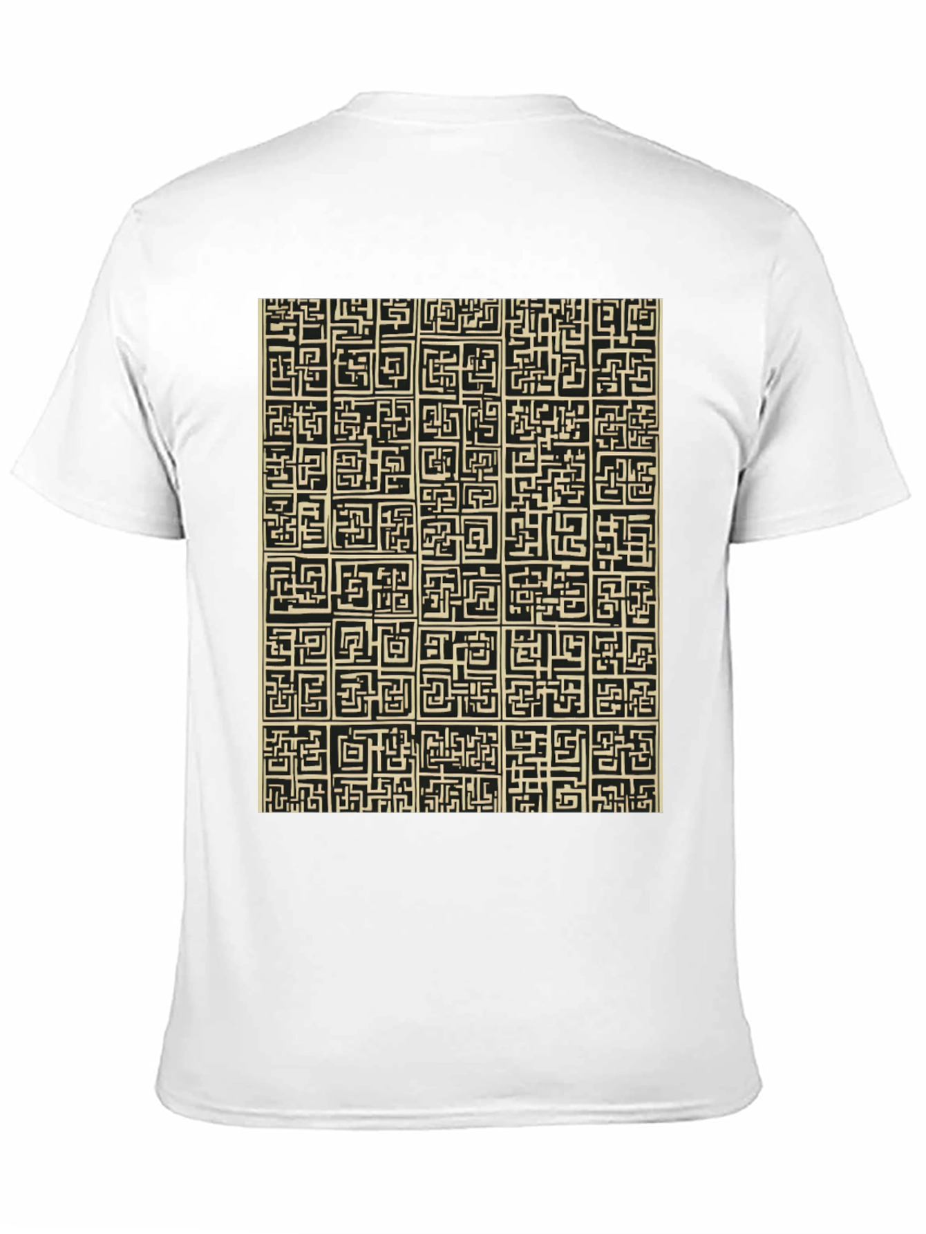 Abstract Maze Pattern Black T-Shirt