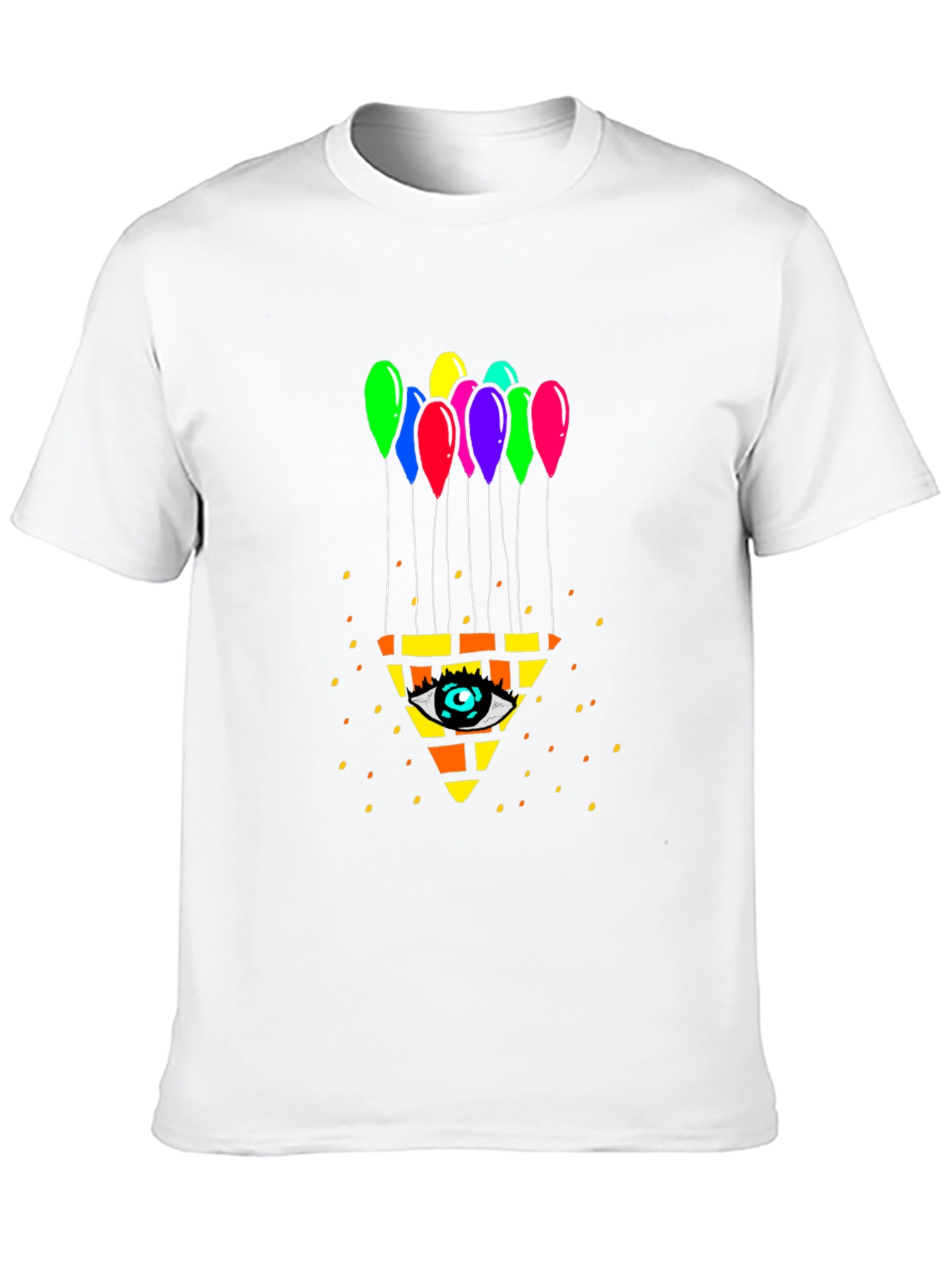 Eye Pyramid Balloons Graphic Black T-Shirt