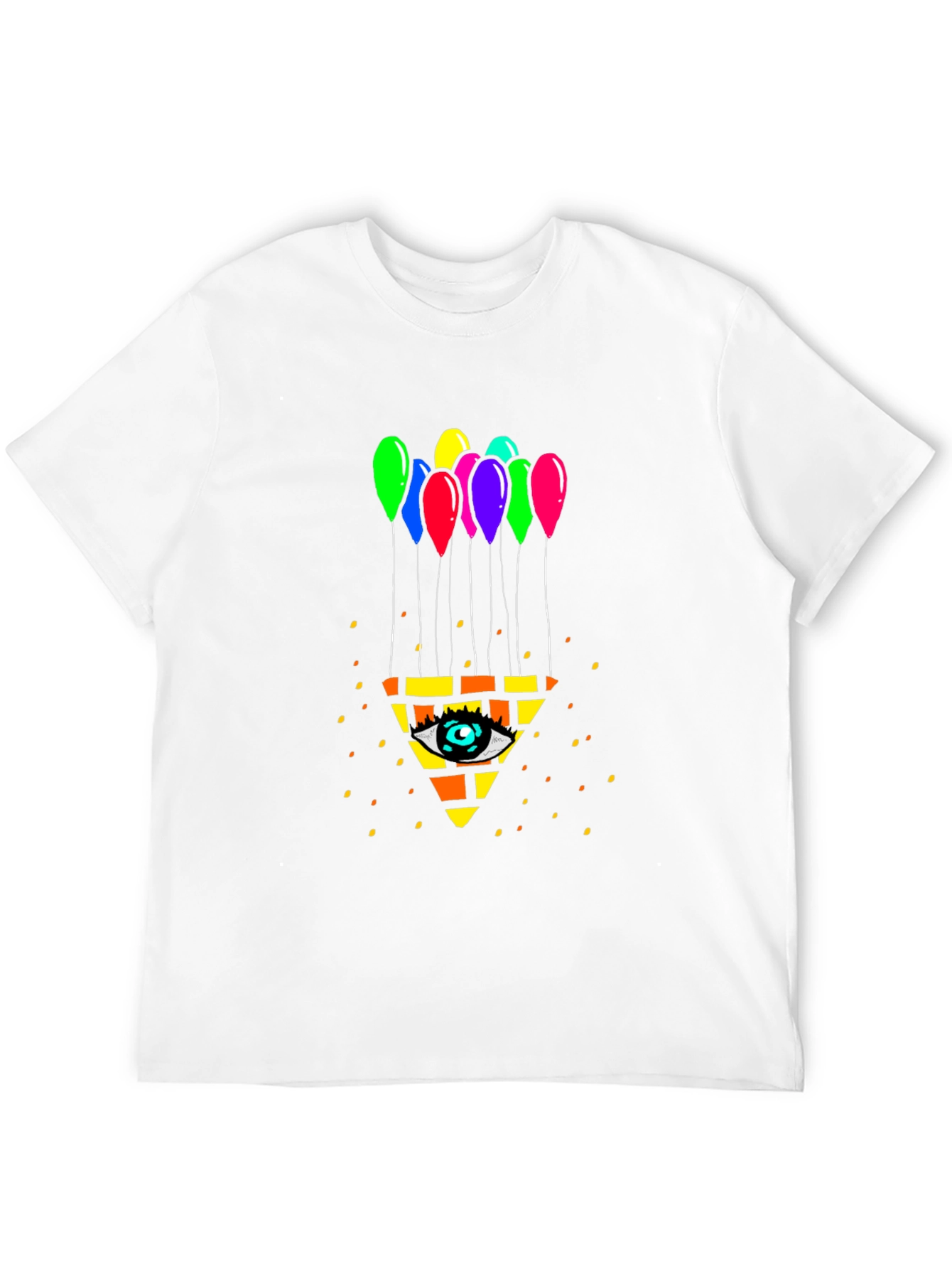 Eye Pyramid Balloons Graphic Black T-Shirt