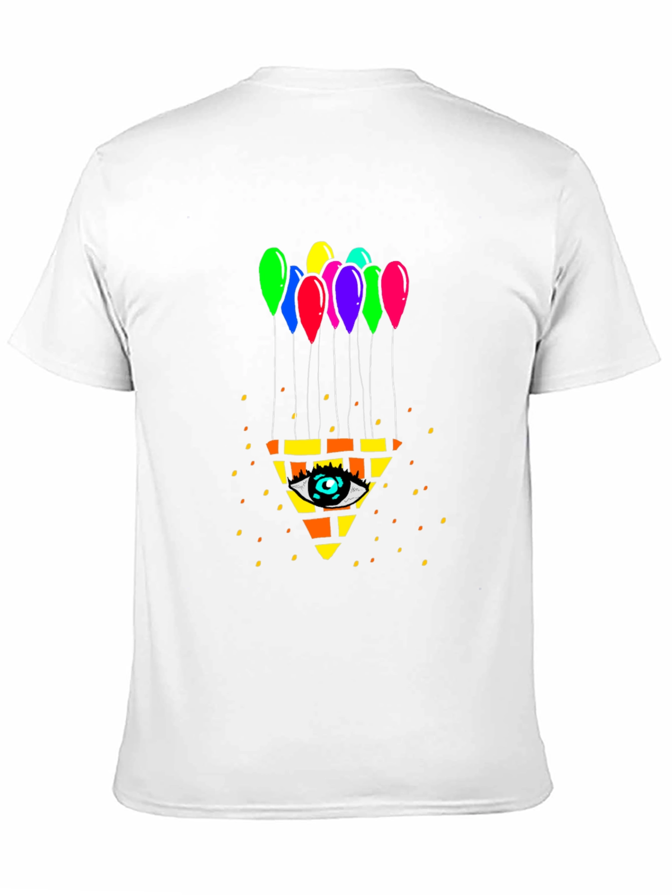 Eye Pyramid Balloons Graphic Black T-Shirt