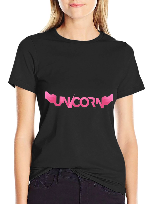 Unicorn Graphic T-Shirt - Pink Design on Black