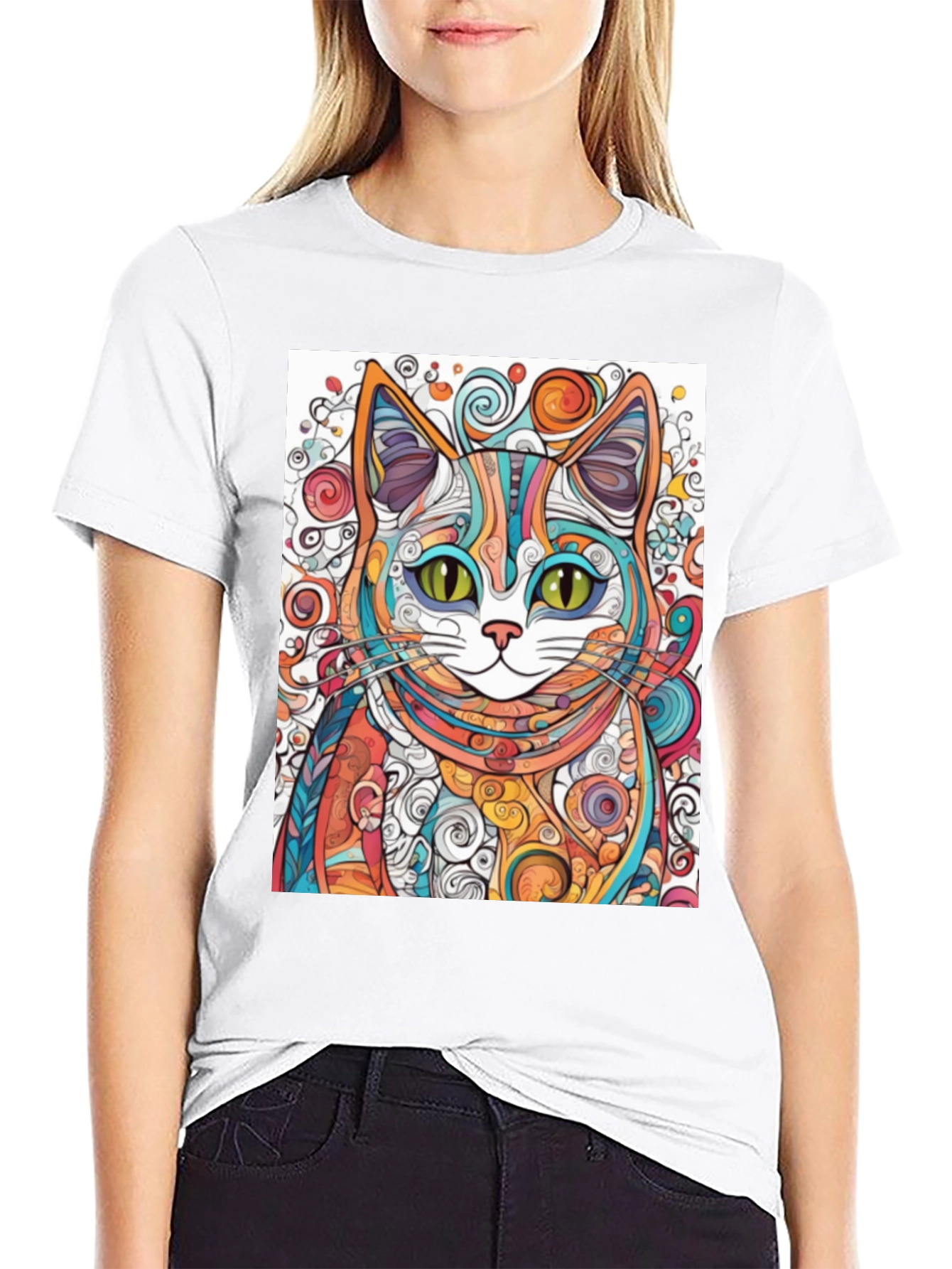 Colorful Abstract Cat T-Shirt