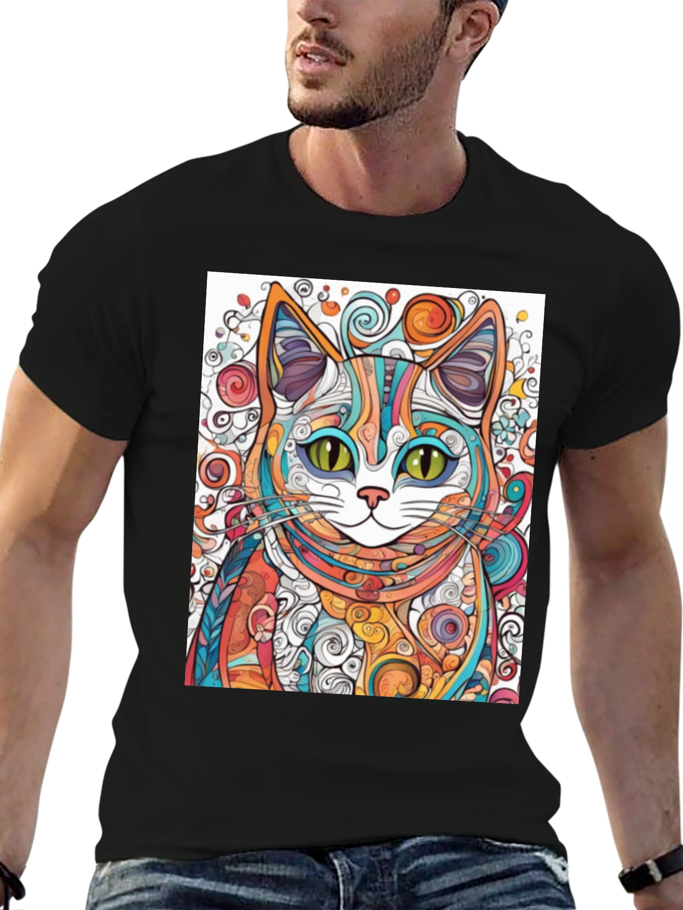 Colorful Abstract Cat T-Shirt
