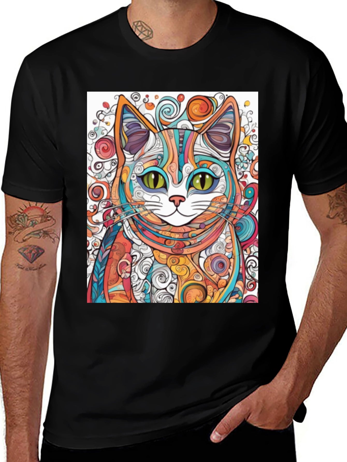 Colorful Abstract Cat T-Shirt