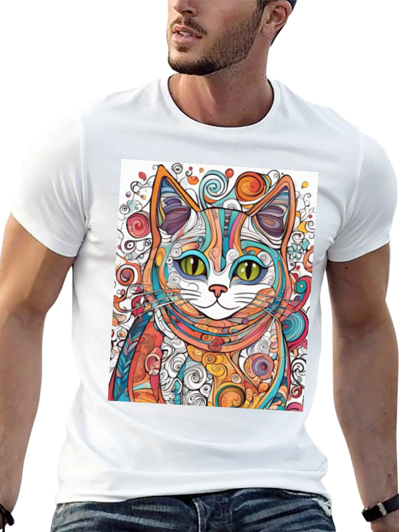 Colorful Abstract Cat T-Shirt