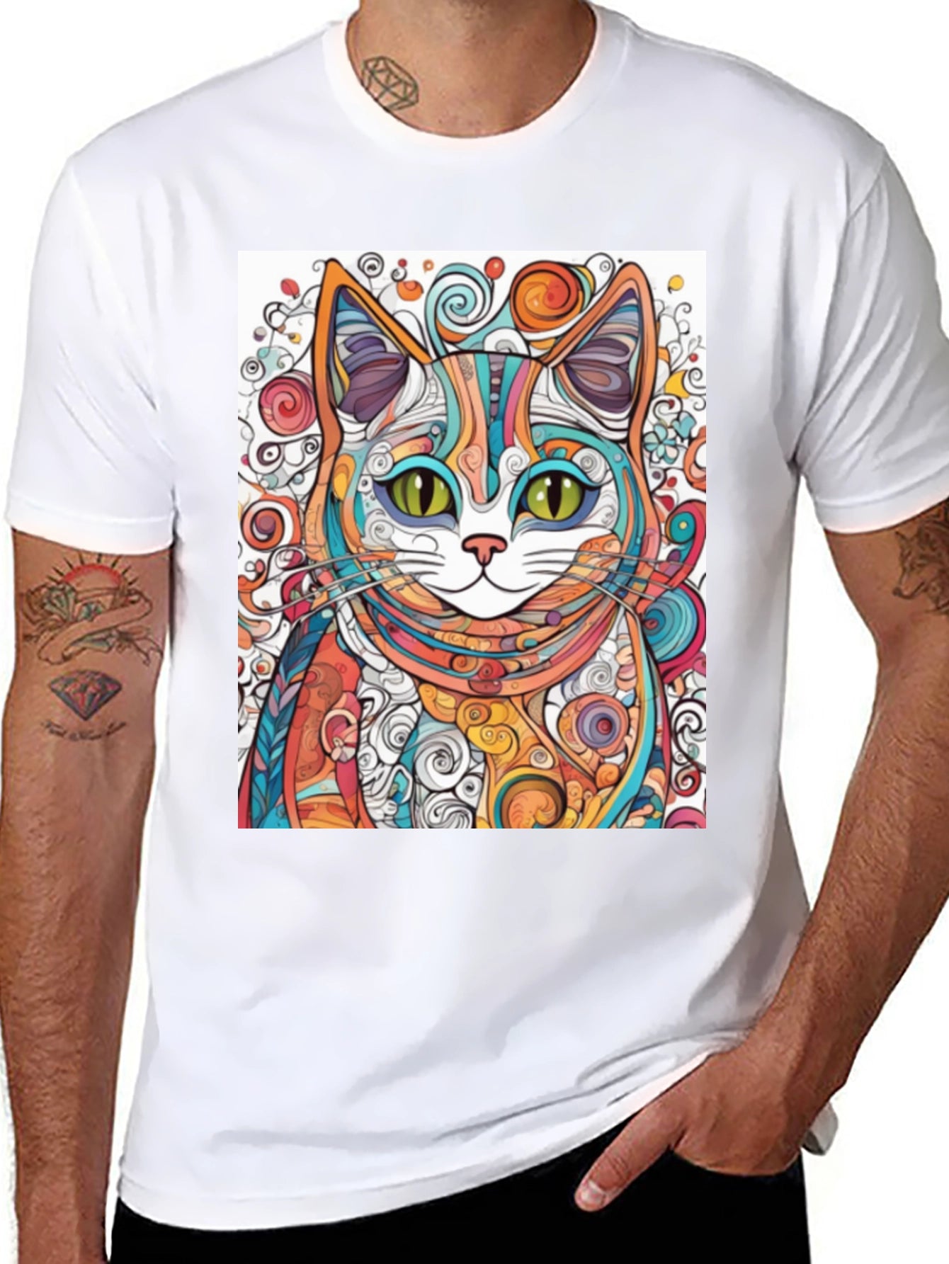 Colorful Abstract Cat T-Shirt