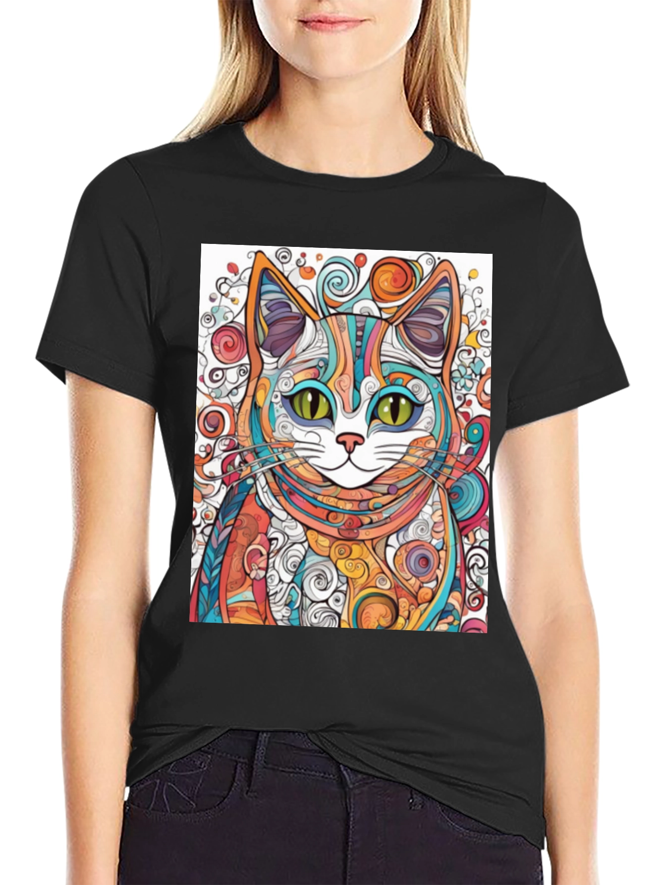 Colorful Abstract Cat T-Shirt