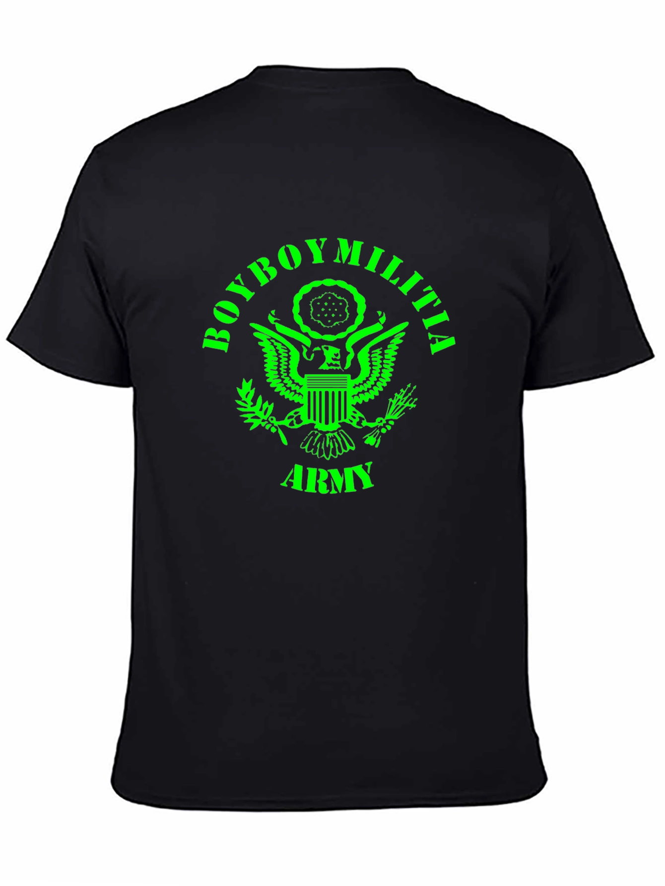 Boyboy Militia Army T-Shirt - Green Print on Black