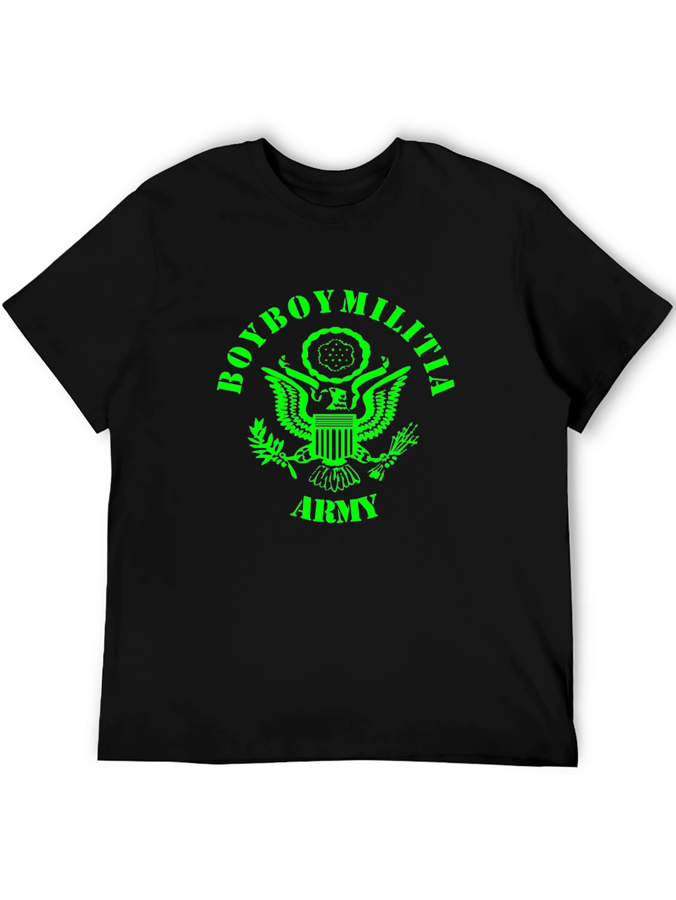 Boyboy Militia Army T-Shirt - Green Print on Black