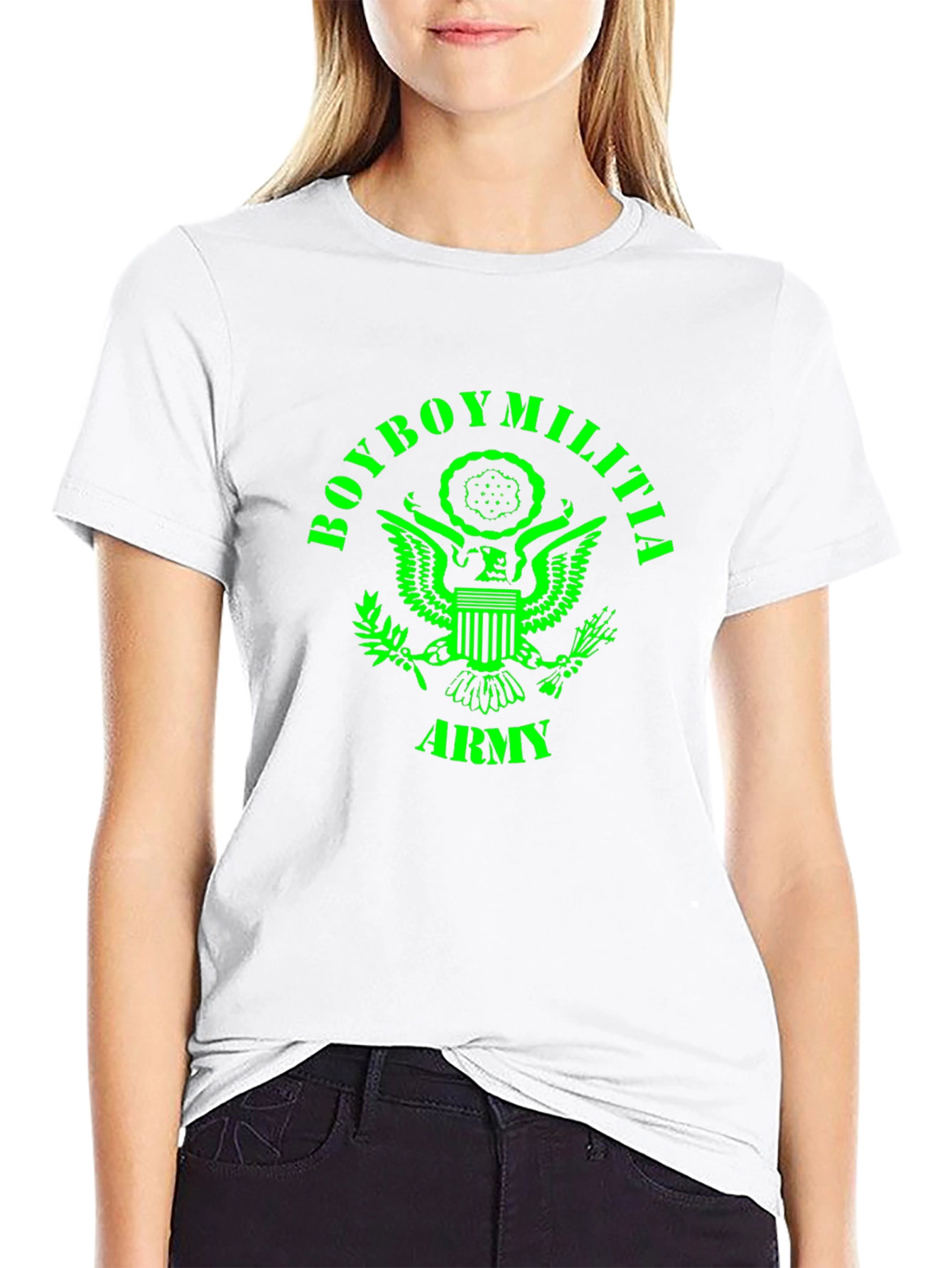 Boyboy Militia Army T-Shirt - Green Print on Black