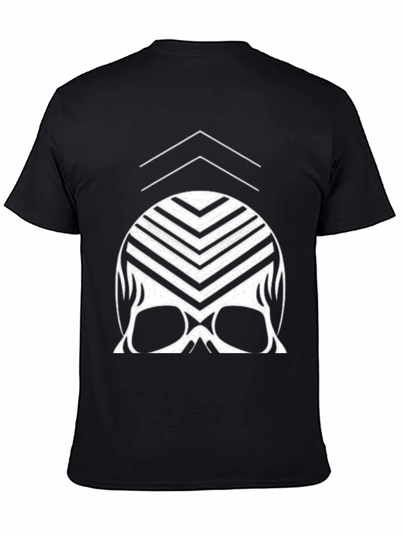 Modern Skull Graphic Tee - Black Cotton Blend