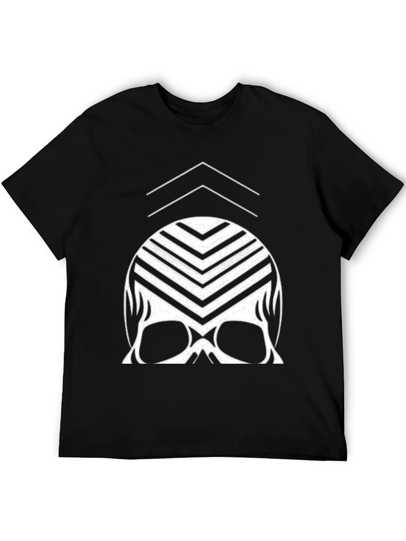 Modern Skull Graphic Tee - Black Cotton Blend