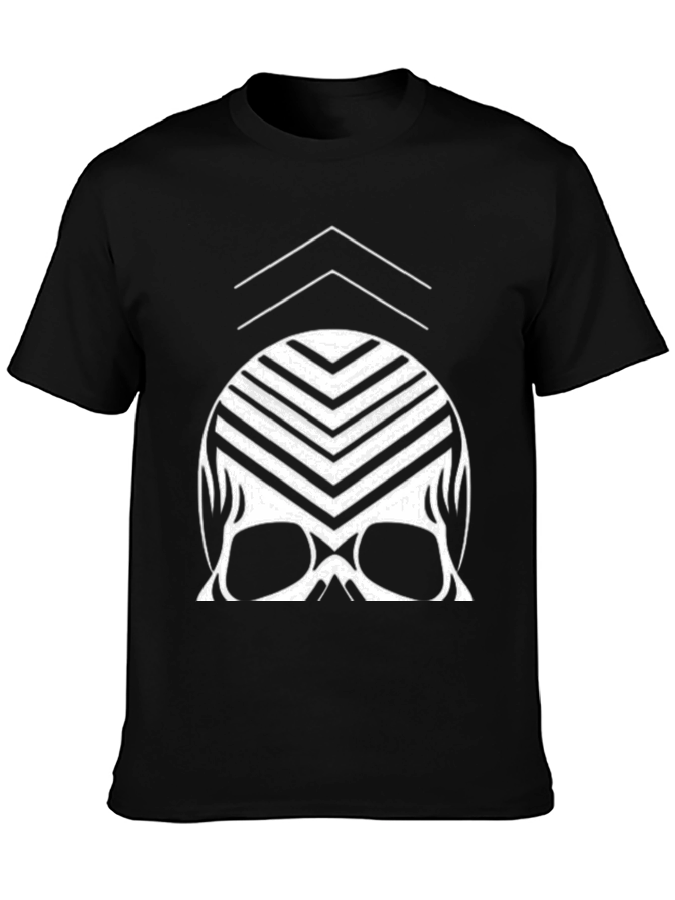 Modern Skull Graphic Tee - Black Cotton Blend