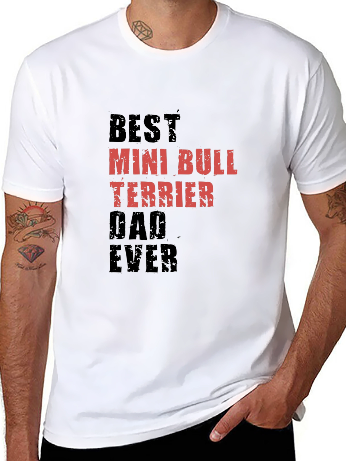 Best Mini Bull Terrier Dad Ever Black Tee