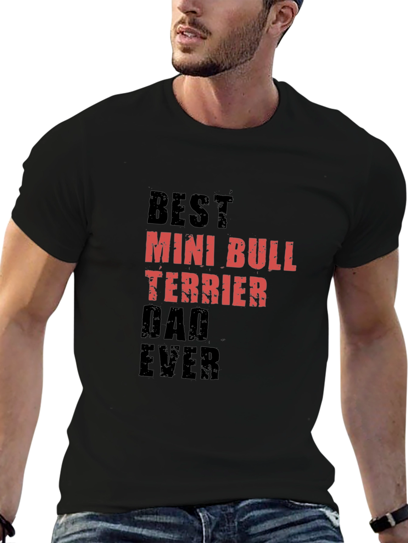 Best Mini Bull Terrier Dad Ever Black Tee