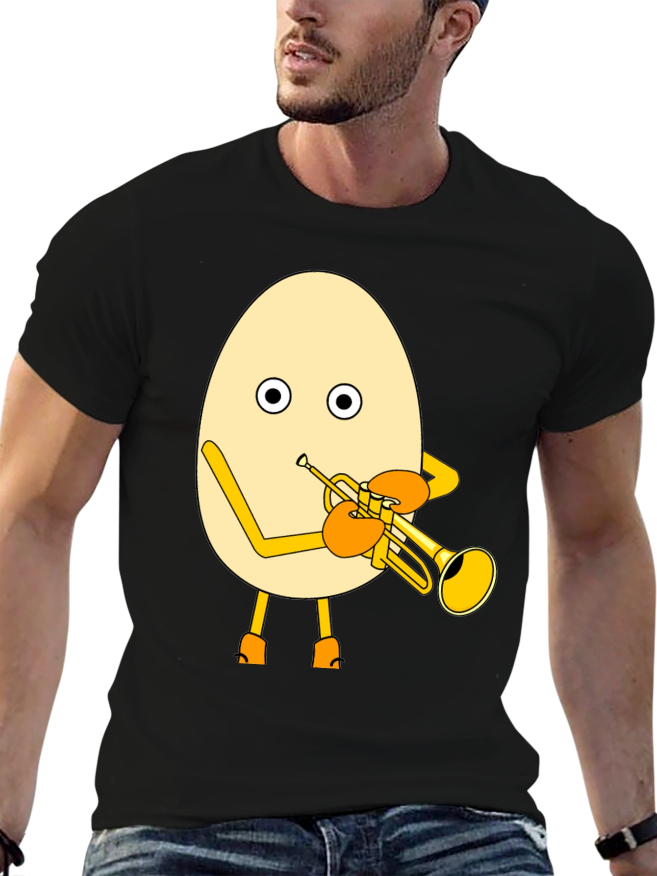 Egg Playing Trumpet Graphic Tee - Unique Design