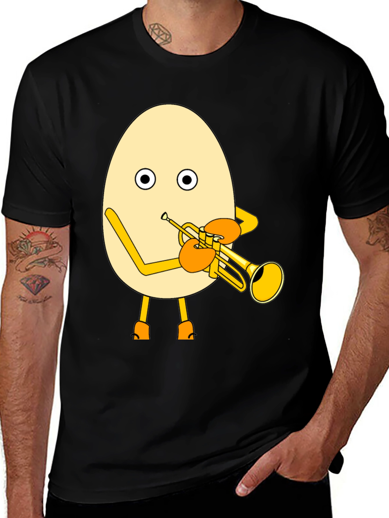 Egg Playing Trumpet Graphic Tee - Unique Design