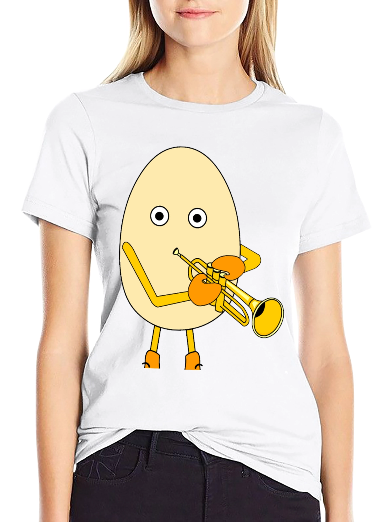 Egg Playing Trumpet Graphic Tee - Unique Design