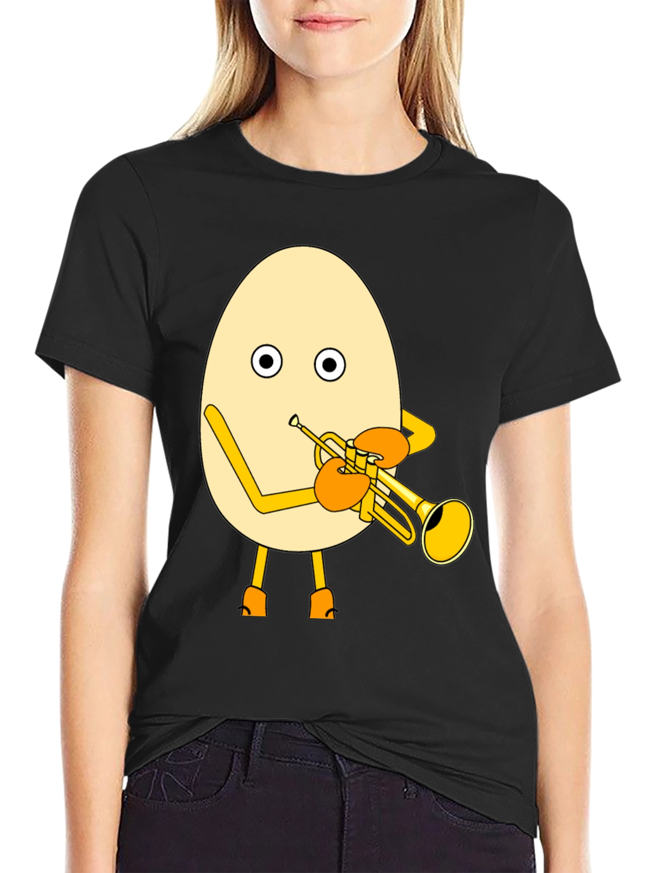 Egg Playing Trumpet Graphic Tee - Unique Design