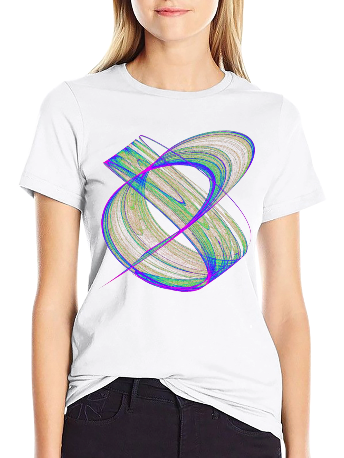 Abstract Fractal Design Black T-Shirt