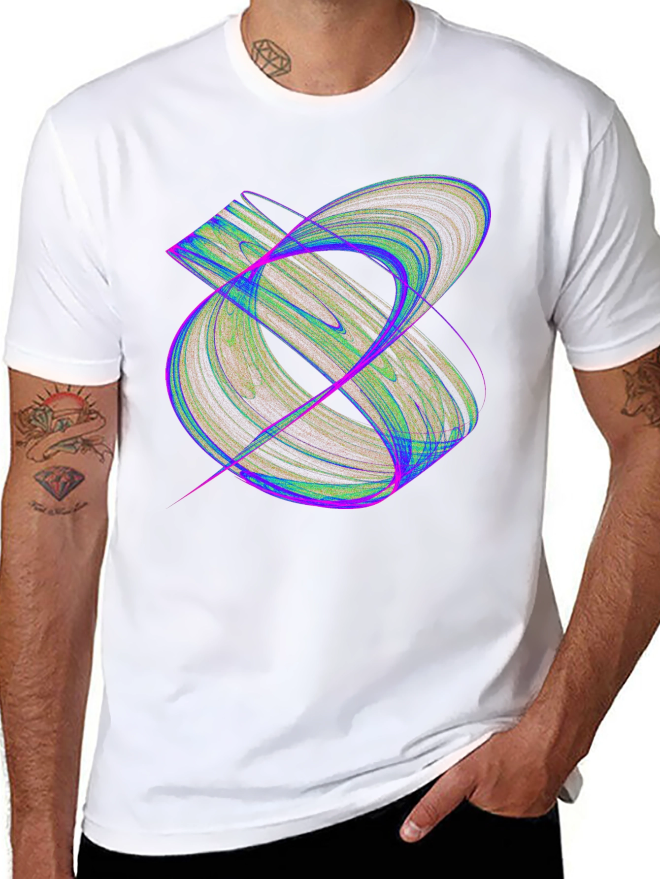 Abstract Fractal Design Black T-Shirt