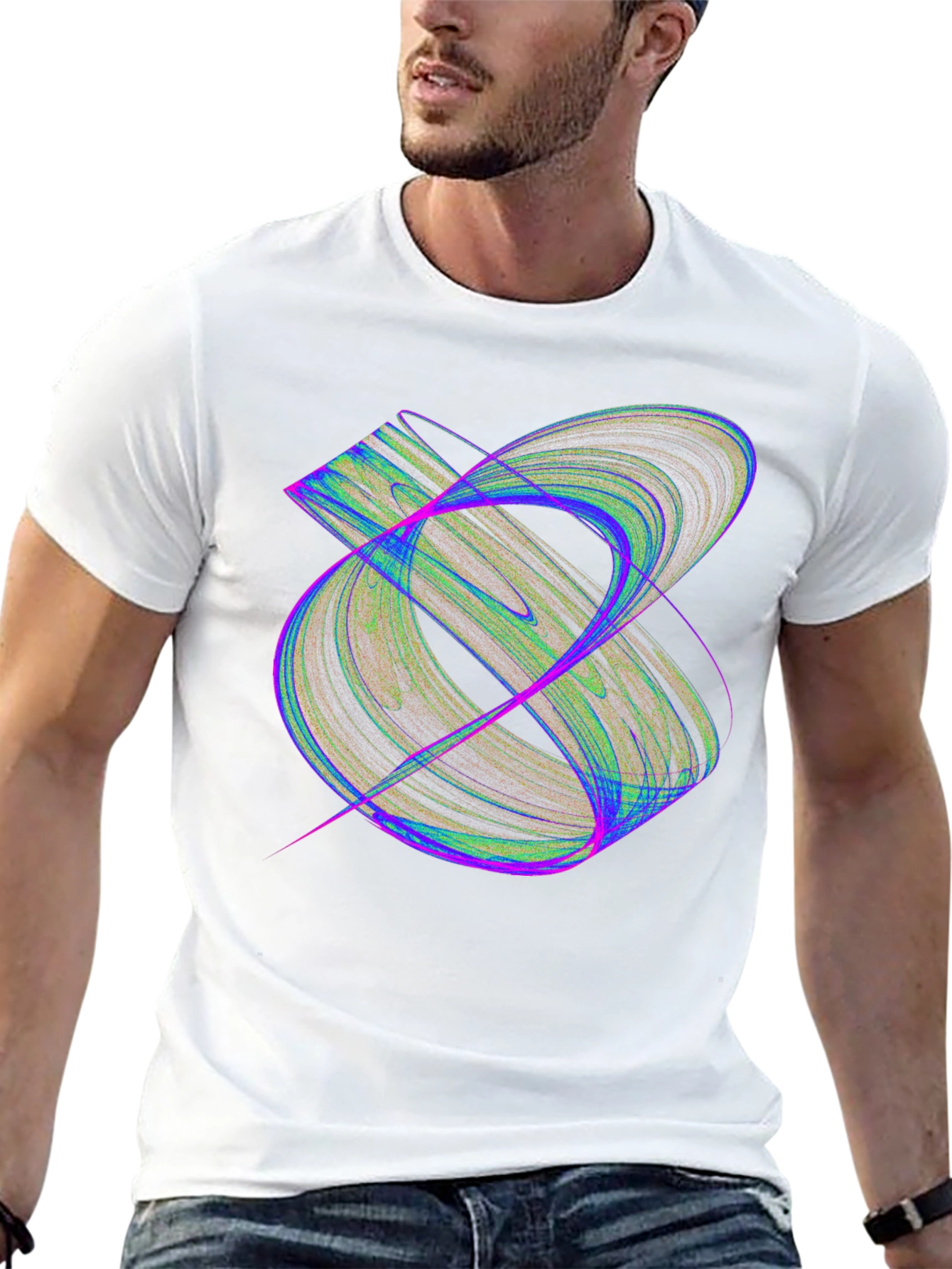 Abstract Fractal Design Black T-Shirt