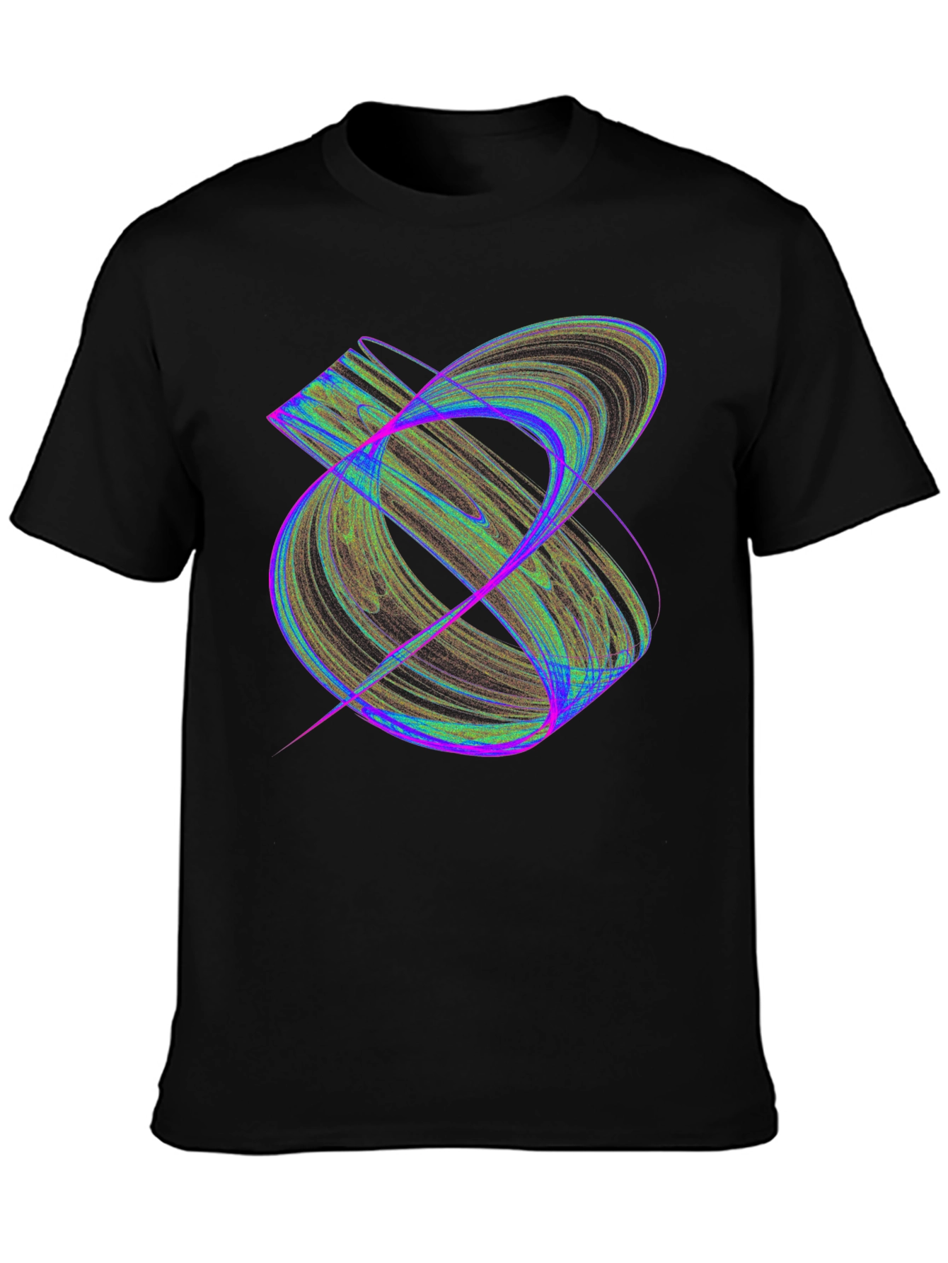 Abstract Fractal Design Black T-Shirt