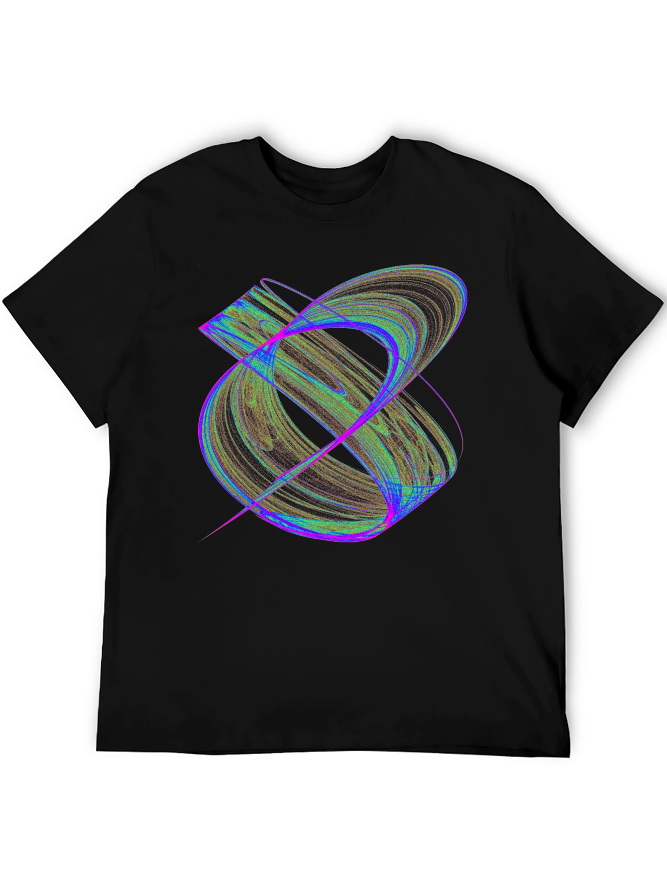 Abstract Fractal Design Black T-Shirt